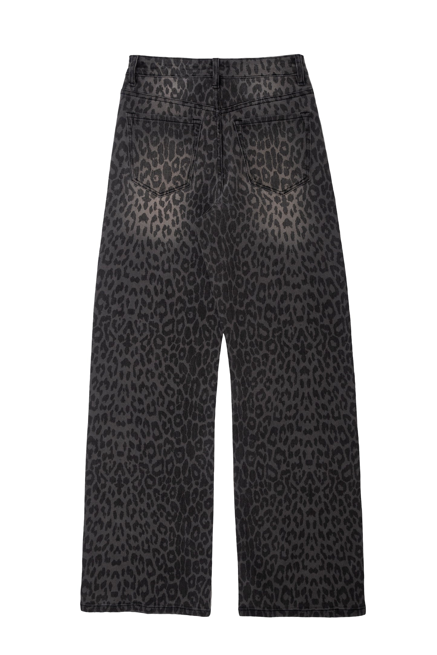 HIGH RISE LEOPARD PRINT WIDE LEG DENIM JEANS BYW8214 (BYCK041) BLACK LEOPARD PRINT