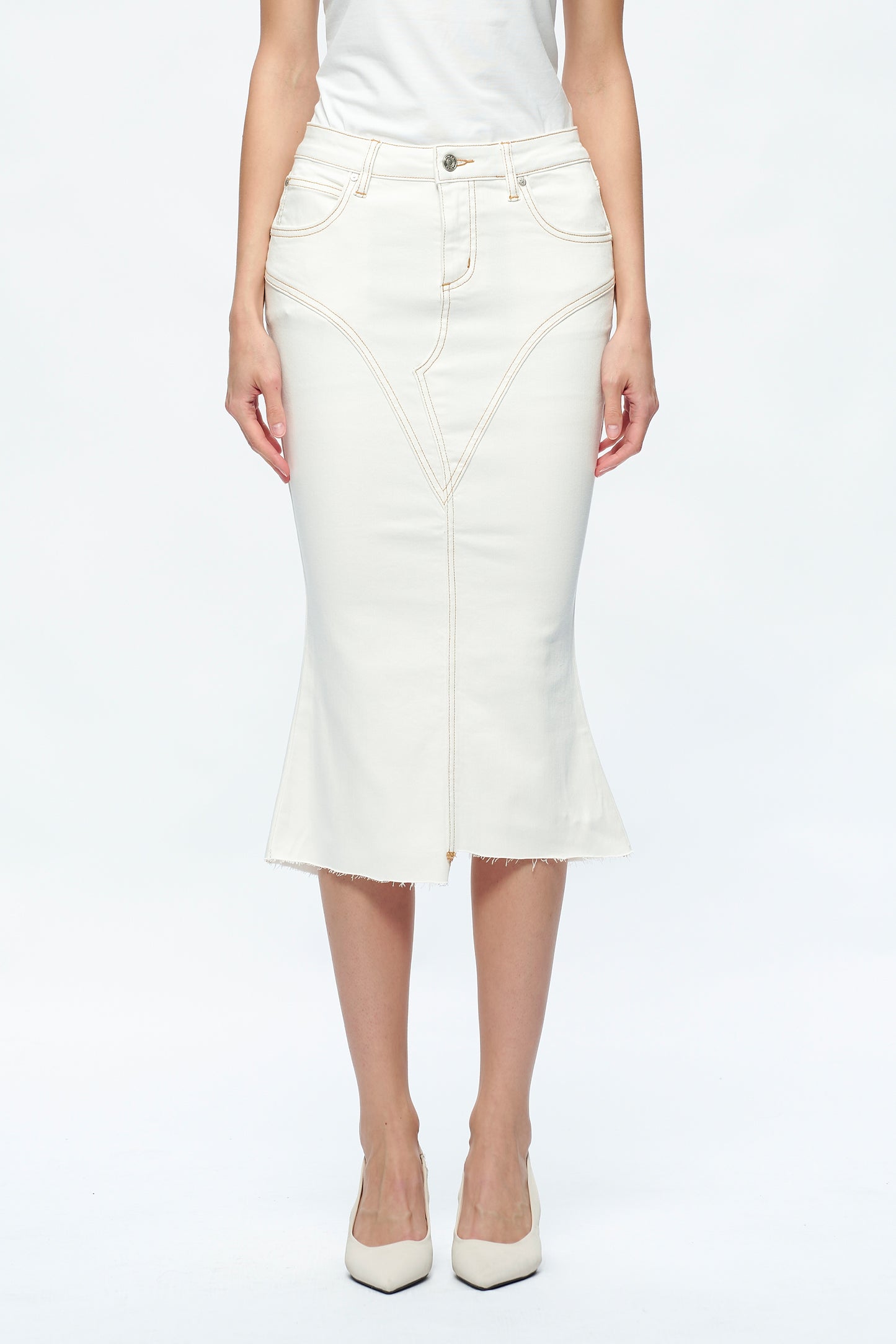 ERIN MID RISE FISHTAIL SKIRT BYK7043 (BYMJ117) CREAM