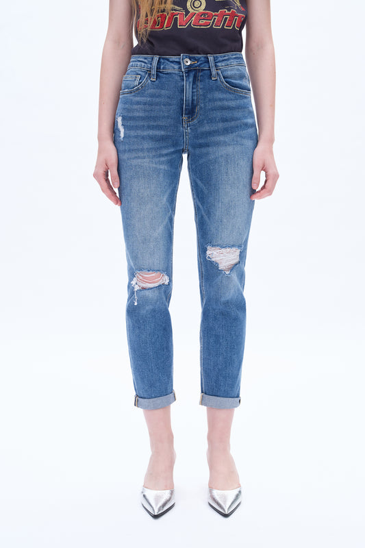 HIGH RISE RELAXED BOYFRIEND JEANS BYM3053 MIDNIGHT THUNDER