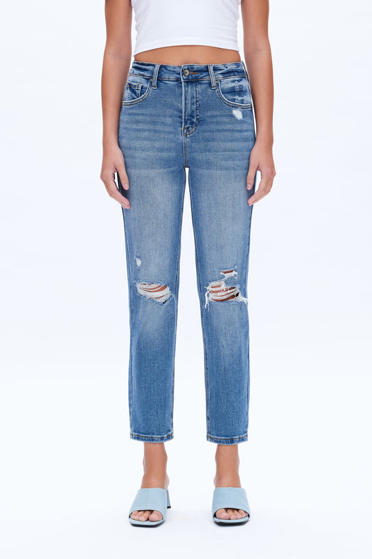 SARAH HIGH RISE RELAXED STRAIGHT JEANS BYT5158 CRYSTAL