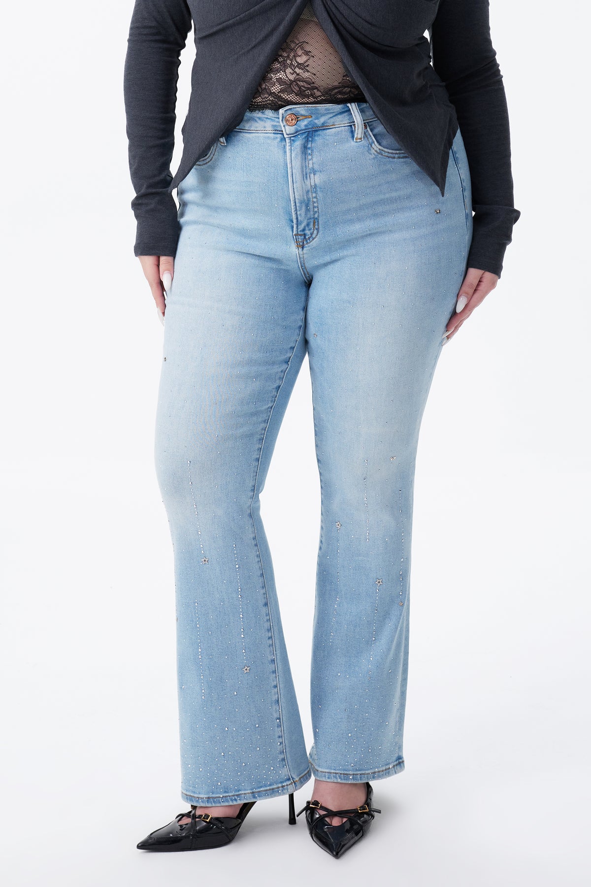 PLUS HIGH RISE BOOTCUT DENIM JEANS
