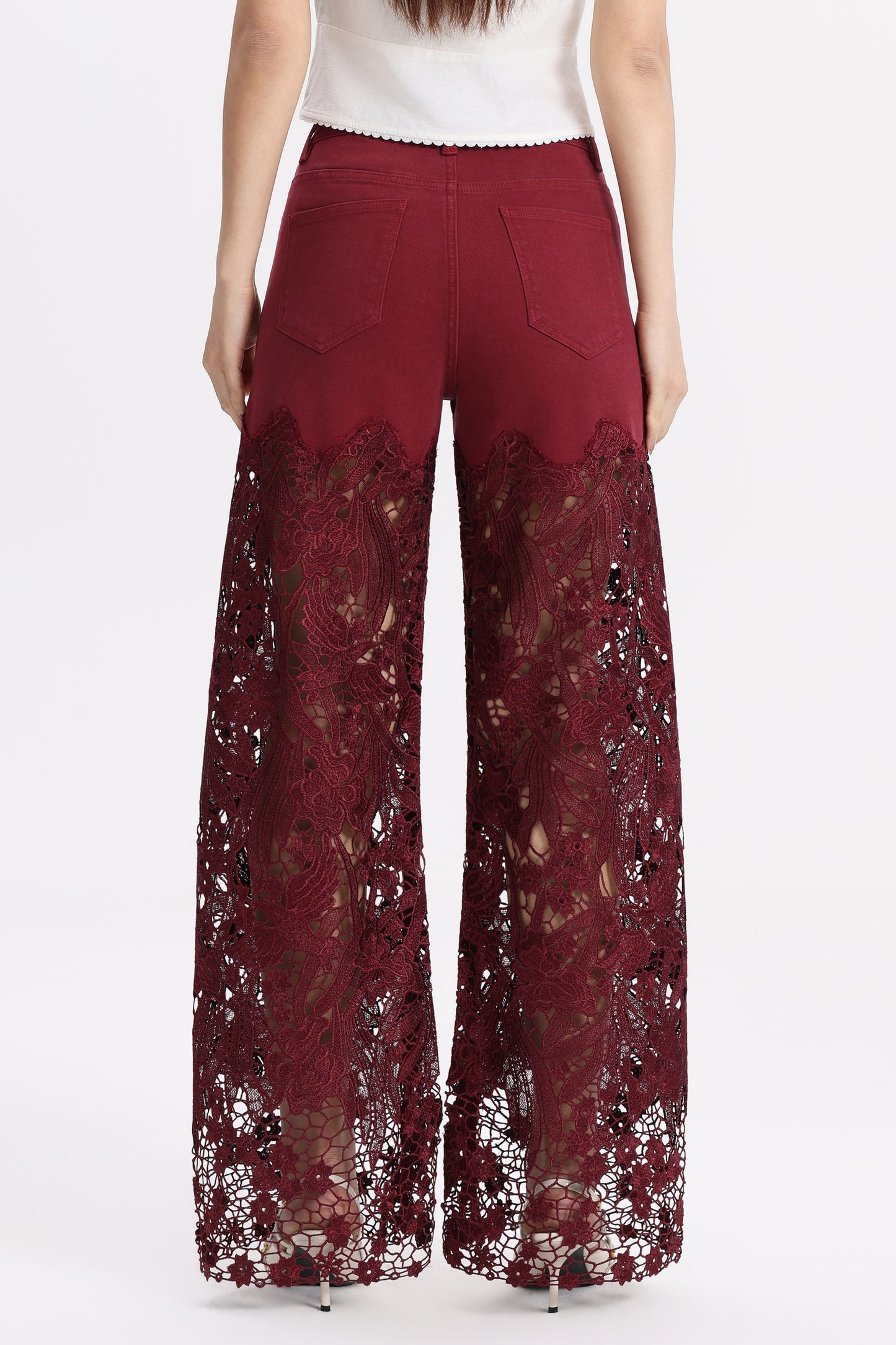 HIGH RISE LACE PANTS WITH RHINESTONE