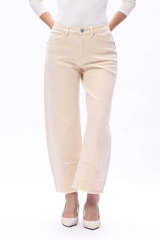 MID RISE BARREL LEG DENIM JEANS 27''