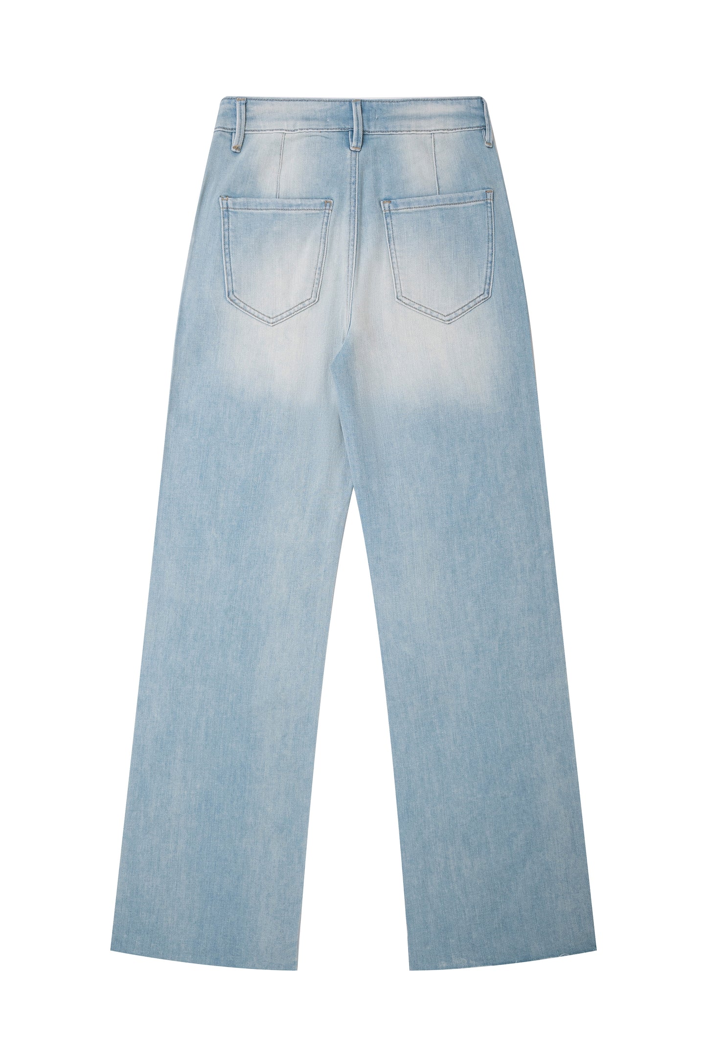 HIGH RISE EMBROIDERED RELAXED STRAIGHT DENIM JEANS BYT5245 (BYCK006) LIGHT BLUE