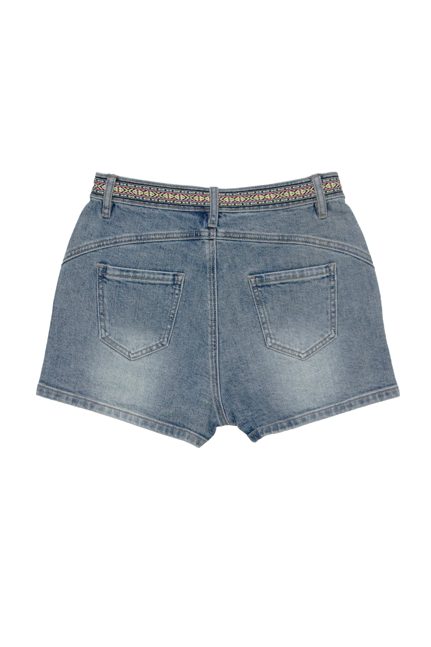 MID RISE DROP CROTCH DENIM SHORTS BYH6138 (DJFGM012) MEDIUM BLUE