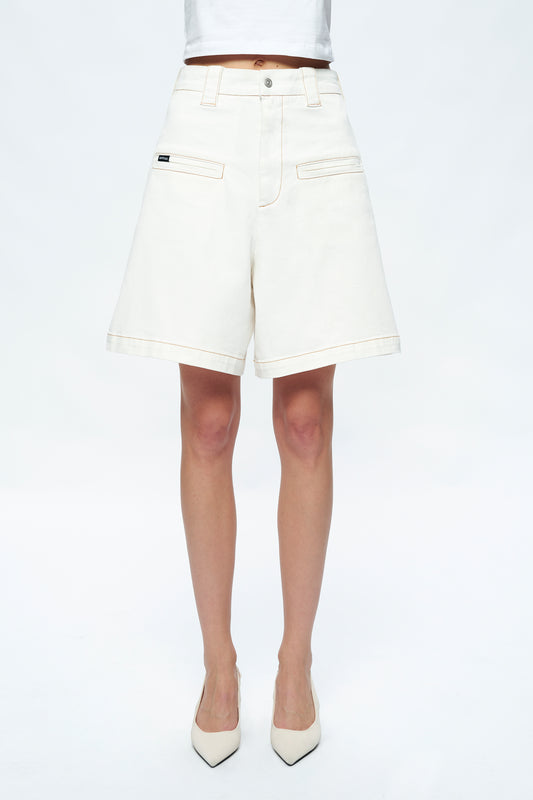 TIMOTHY HIGH RISE DROP CROTCH RELAX SHORTS BYMD003 (BYMJ119) CREAM