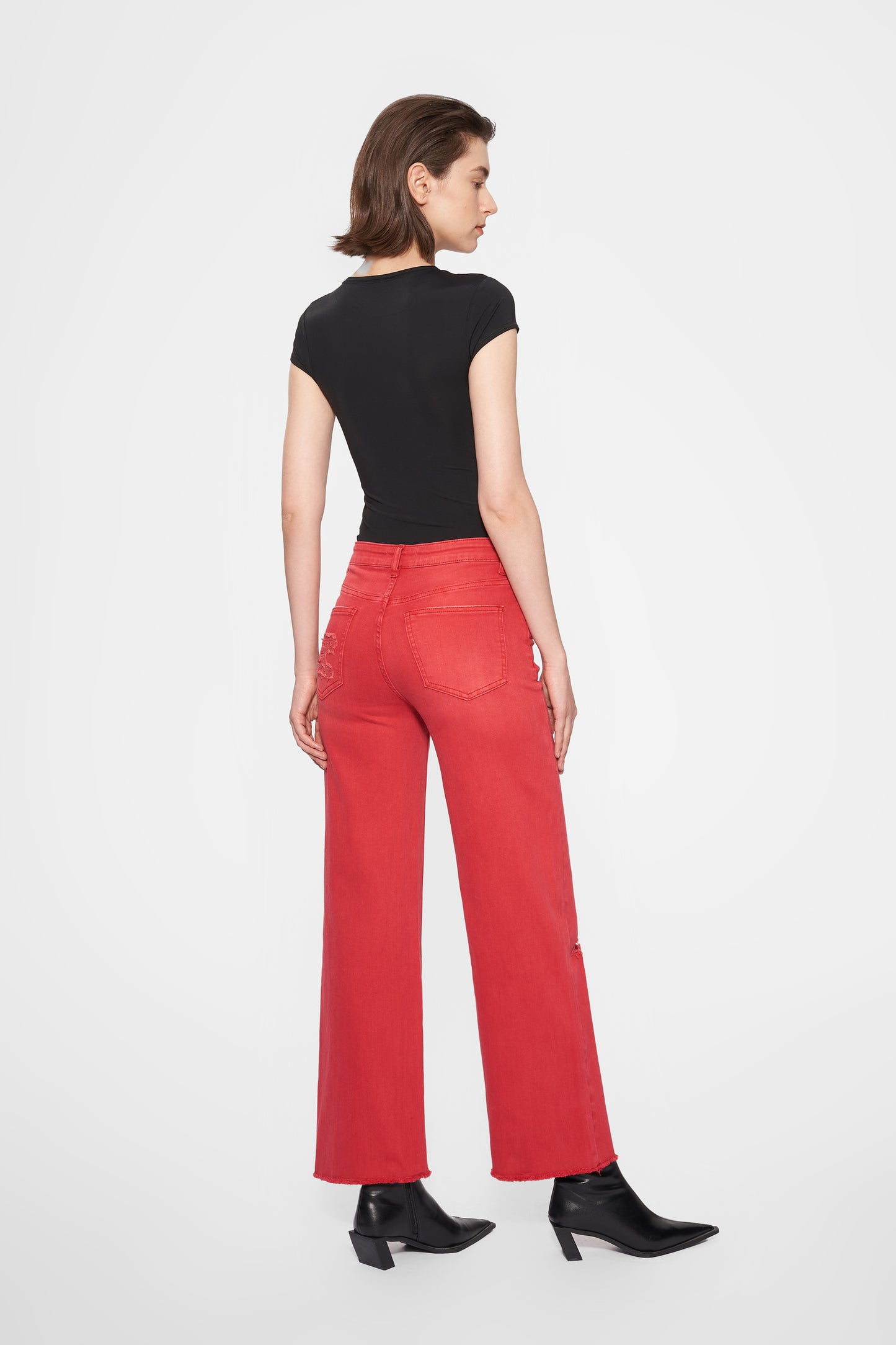 ALLY HIGH RISE DISTRESSED WIDE LEG PANTS BYW8159 (BYMJ022) RED