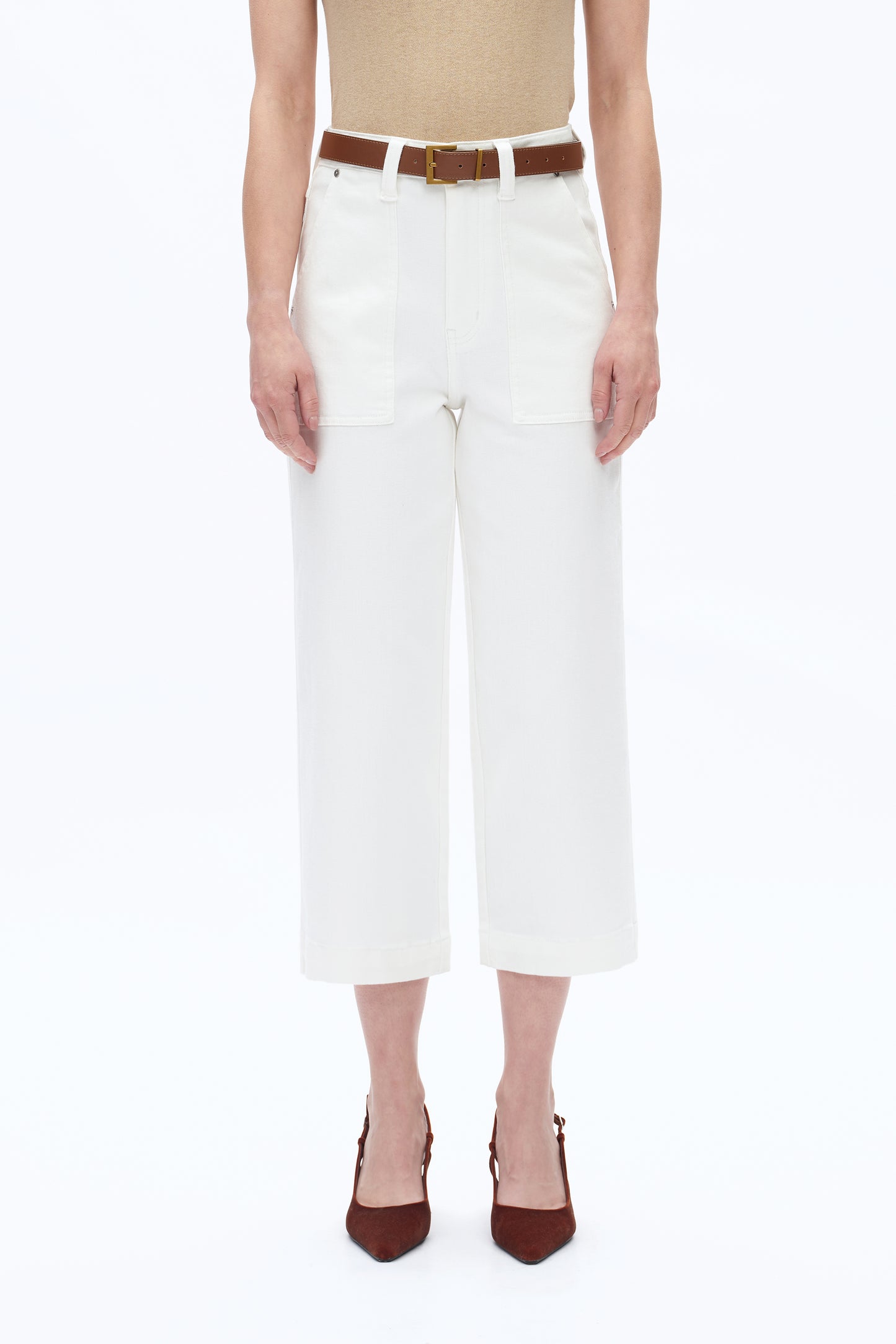 HIGH RISE RELAX STRAIGHT LEG PANTS BYT5266 (BYHE300) WHITE