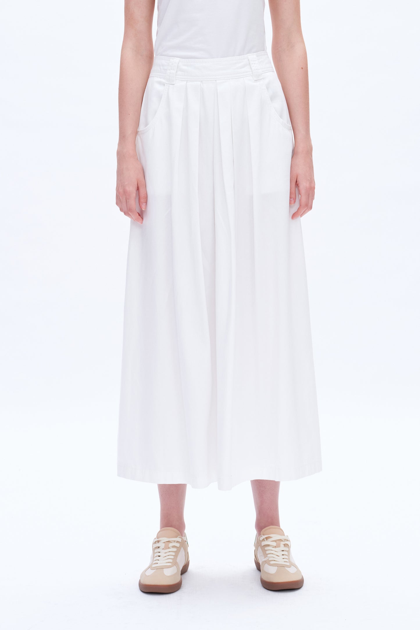 SHANNON MID RISE PLEATED LONG SKIRT BYK7046 (BYMJ124) WHITE