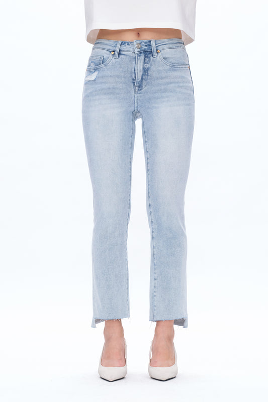 DAISY HIGH RISE SLIM JEANS WITH RAW HEM BYT5184 (BYHE015) WAVE