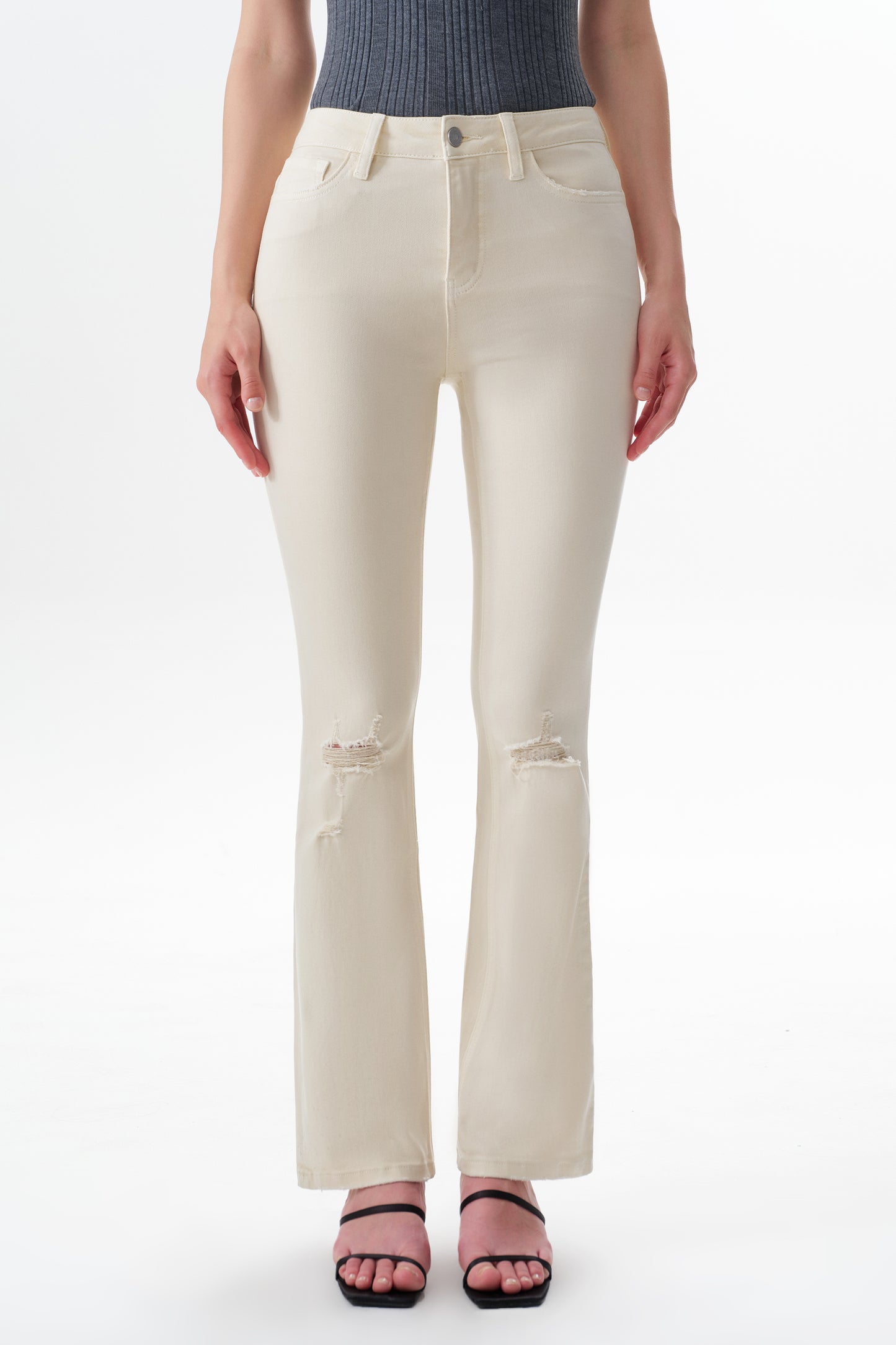 EMILY HIGH RISE DISTRESSED FLARE