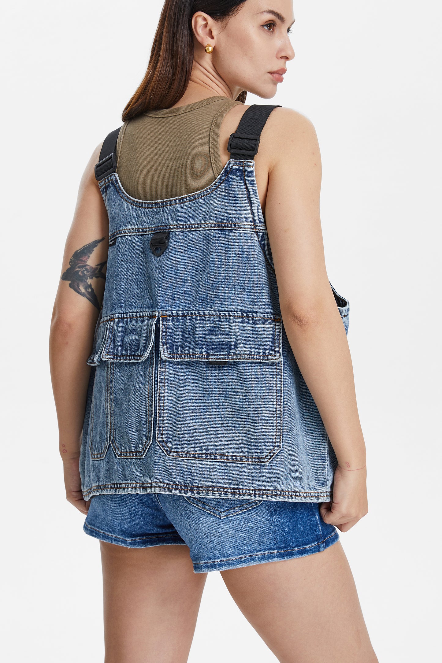 UTILITY DENIM VEST BYBB001 MEDIUM BLUE