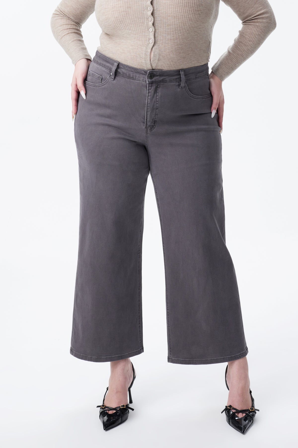 PLUS MID RISE STRAIGHT BYT5198-P GRAY