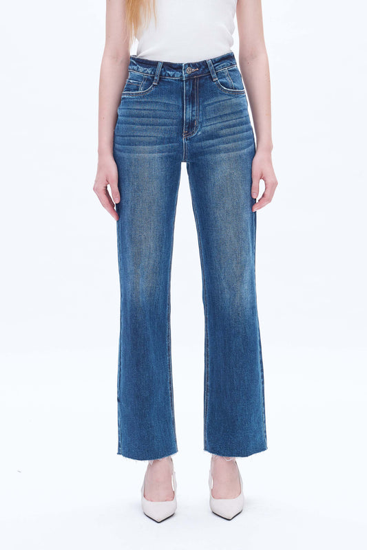 HIGH RISE WIDE LEG JEANS BYW8066 MEDIUM BLUE