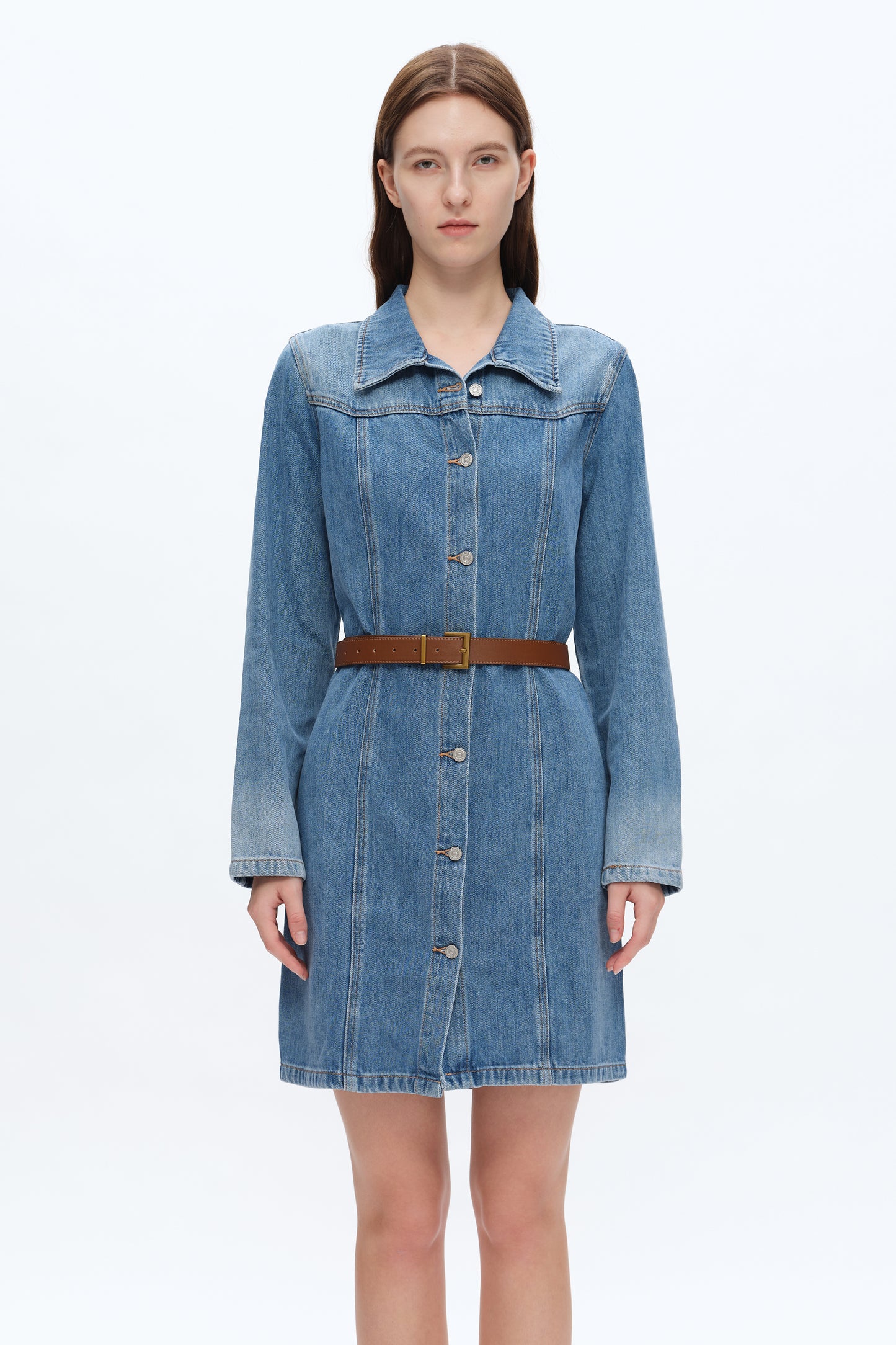 DENIM MINI DRESS WITH LONG SLEEVES BYJ9017 MIDNIGHT THUNDER