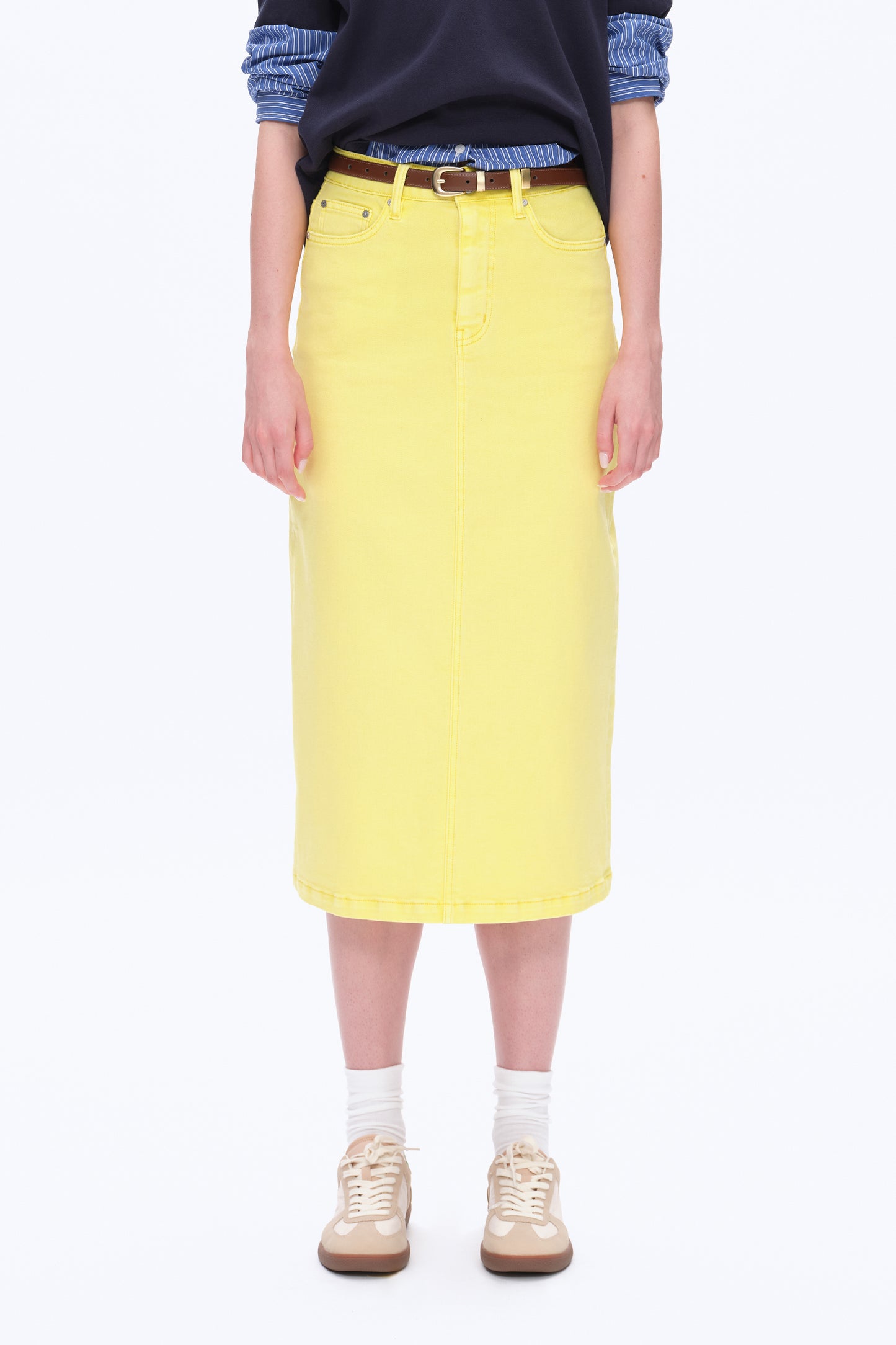 MID WAIST MIDI SKIRT BYK7052 (BYMJ167) LEMON