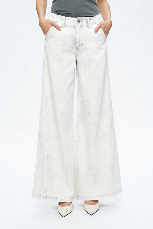 JEREMY MID RISE BUSINESS WIDE LEG PANTS BYW8168 (BYMJ125) IVORY