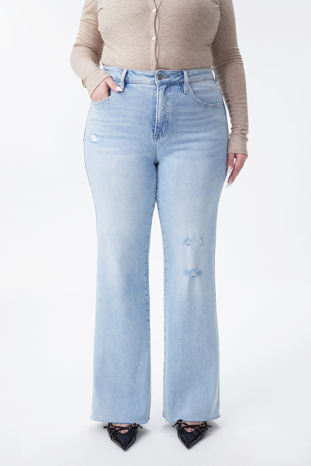 PLUS HIGH RISE WIDE LEG JEANS