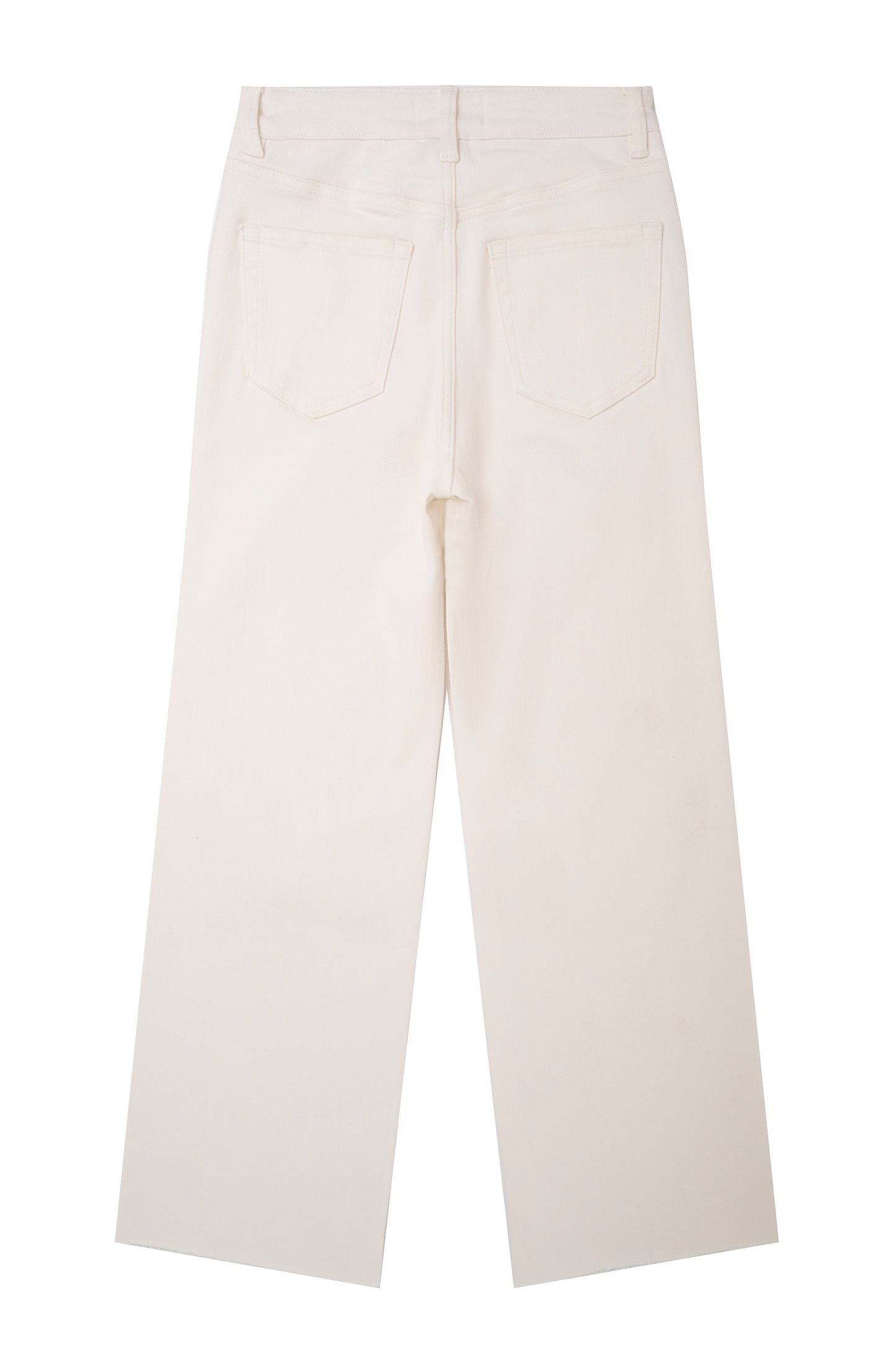 HIGH RISE WIDE LEG WITH RAW HEM PANTS BYW8015 WHITE