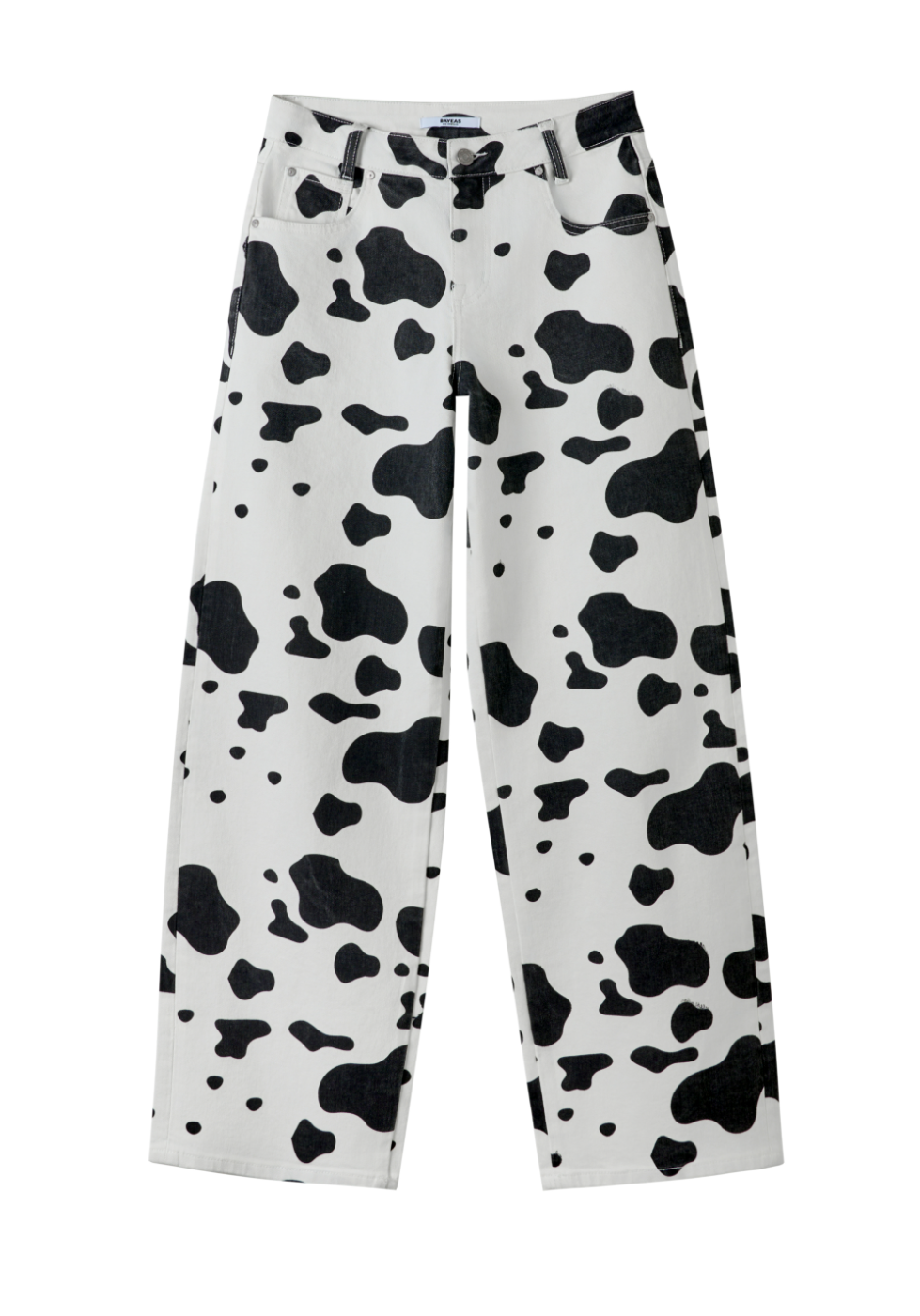 BEXLEY MID RISE STRAIGHT BYU0001 (BYMJ196) BLACK/WHITE COWS