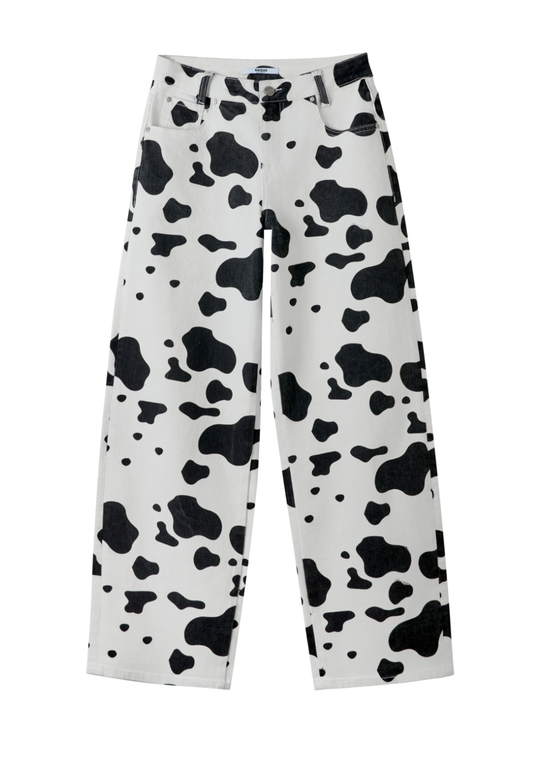 BEXLEY MID RISE STRAIGHT BYU0001 (BYMJ196) BLACK/WHITE COWS