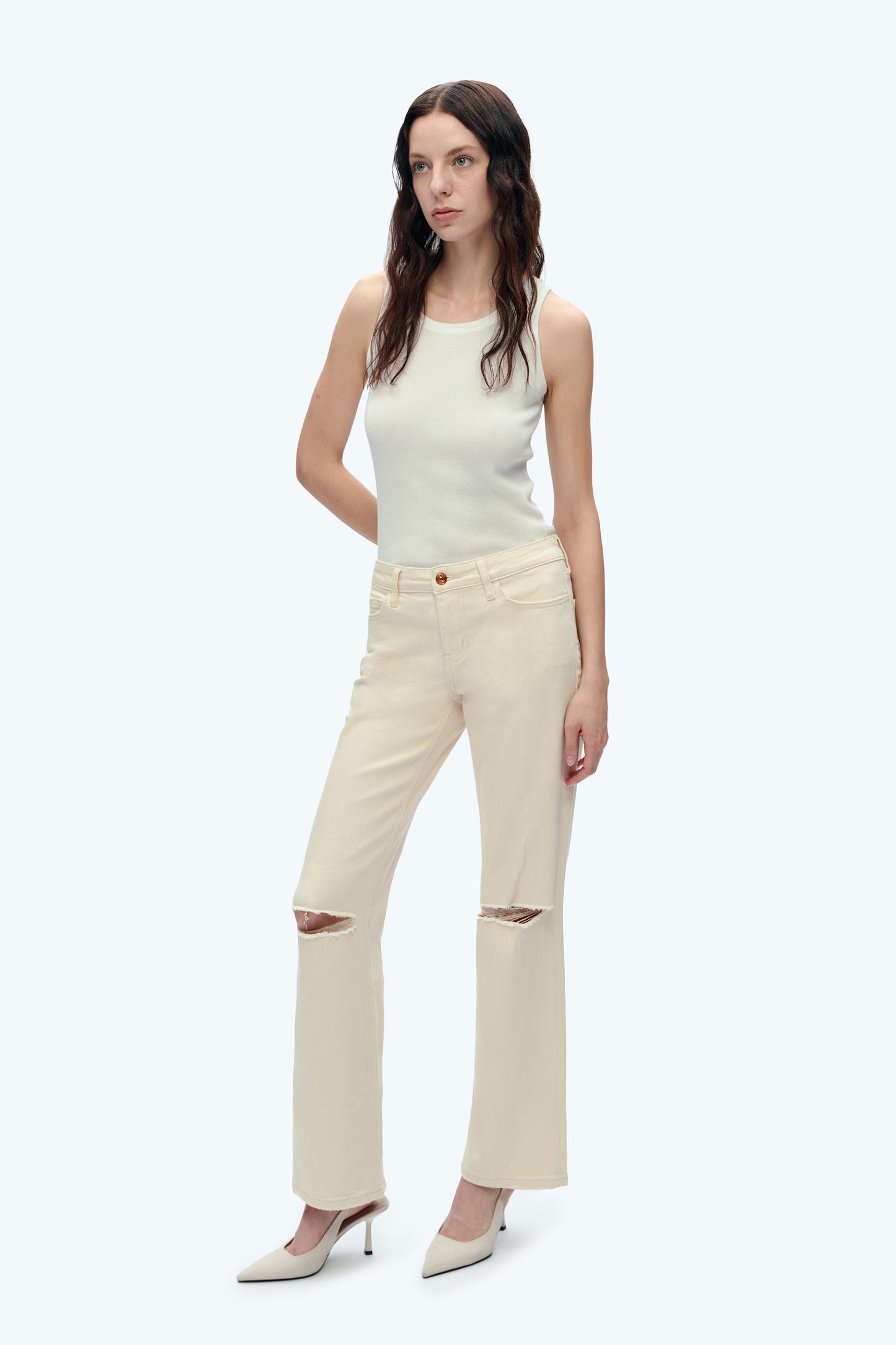 MID RISE STRAIGHT PANTS BYT5156 NATURAL