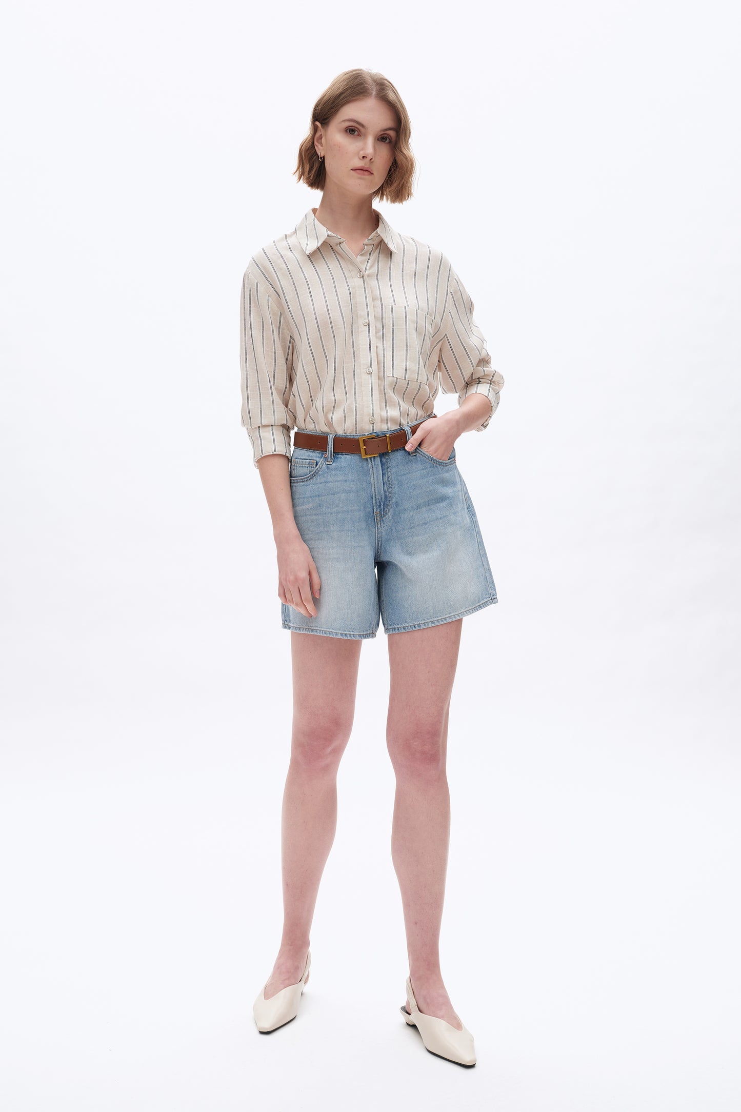 MID RISE DENIM SHORTS BYH6120 (BYHE258) LIGHT BLUE