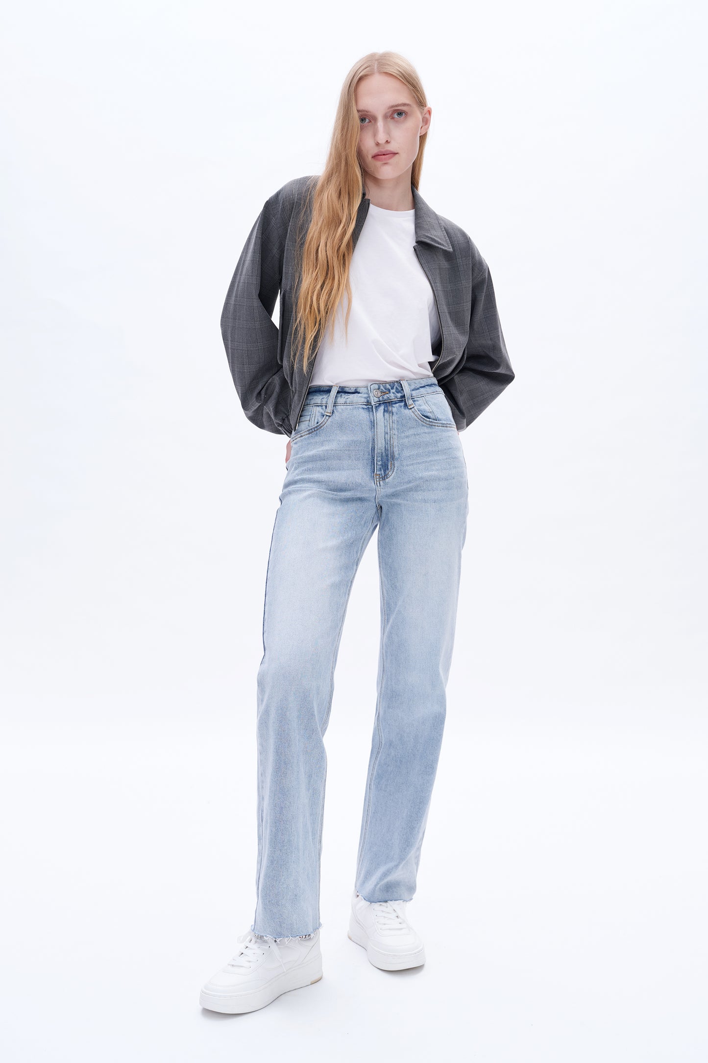 HIGH RISE WIDE LEG JEANS BYW8066 GLACIER