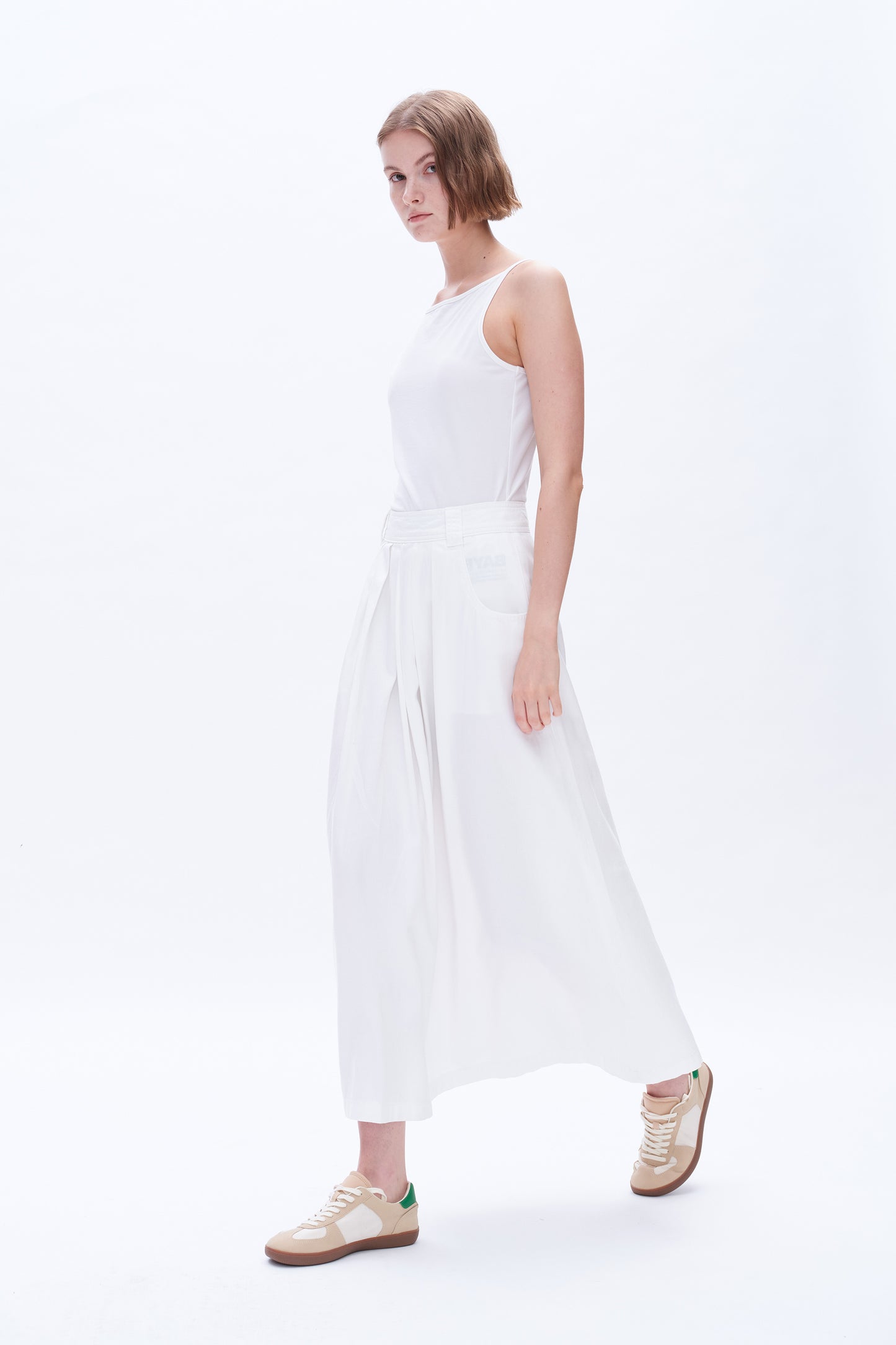 SHANNON MID RISE PLEATED LONG SKIRT BYK7046 (BYMJ124) WHITE