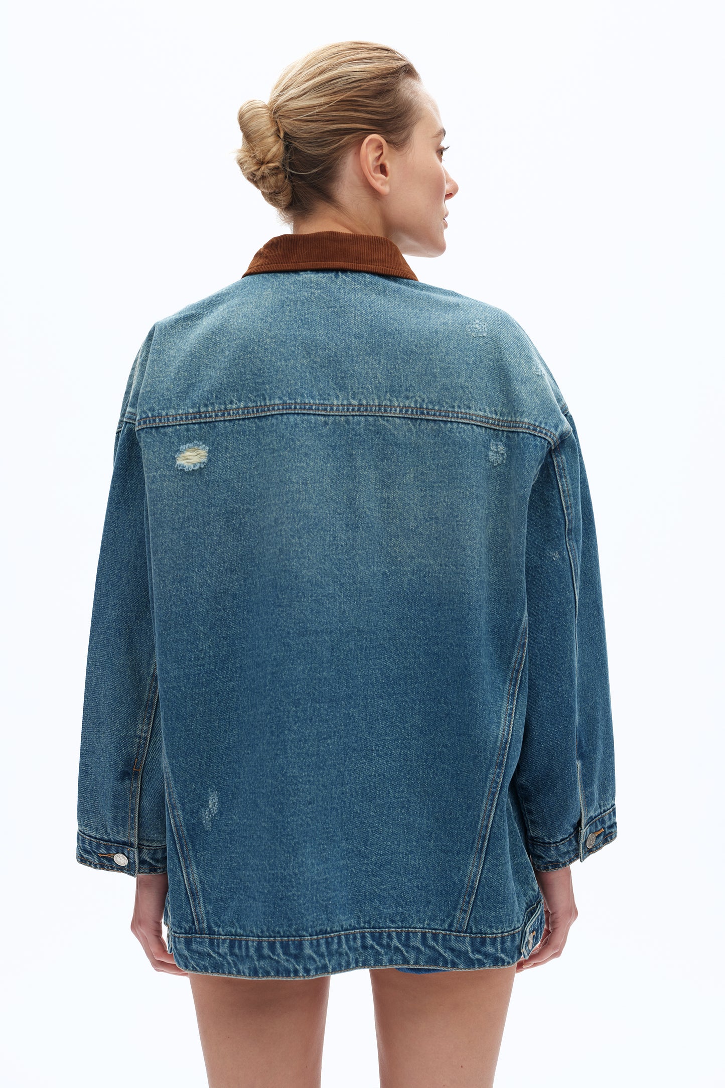 LOOSE-FITTING PATCHWORK JACKET BYJ9059 (BYMJ238) RETRO MEDIUM BLUE