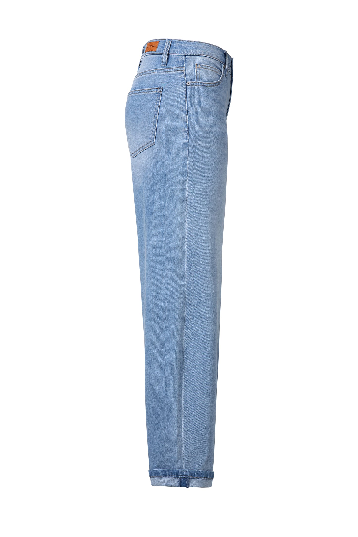 MID RISE ROLLED LEG BARREL DENIM JEANS BYOX006 (BYMJ147) LIGHT BLUE