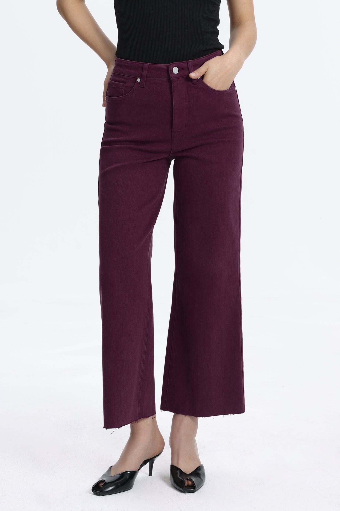 HIGH RISE WIDE LEG BYW8015 MAROON