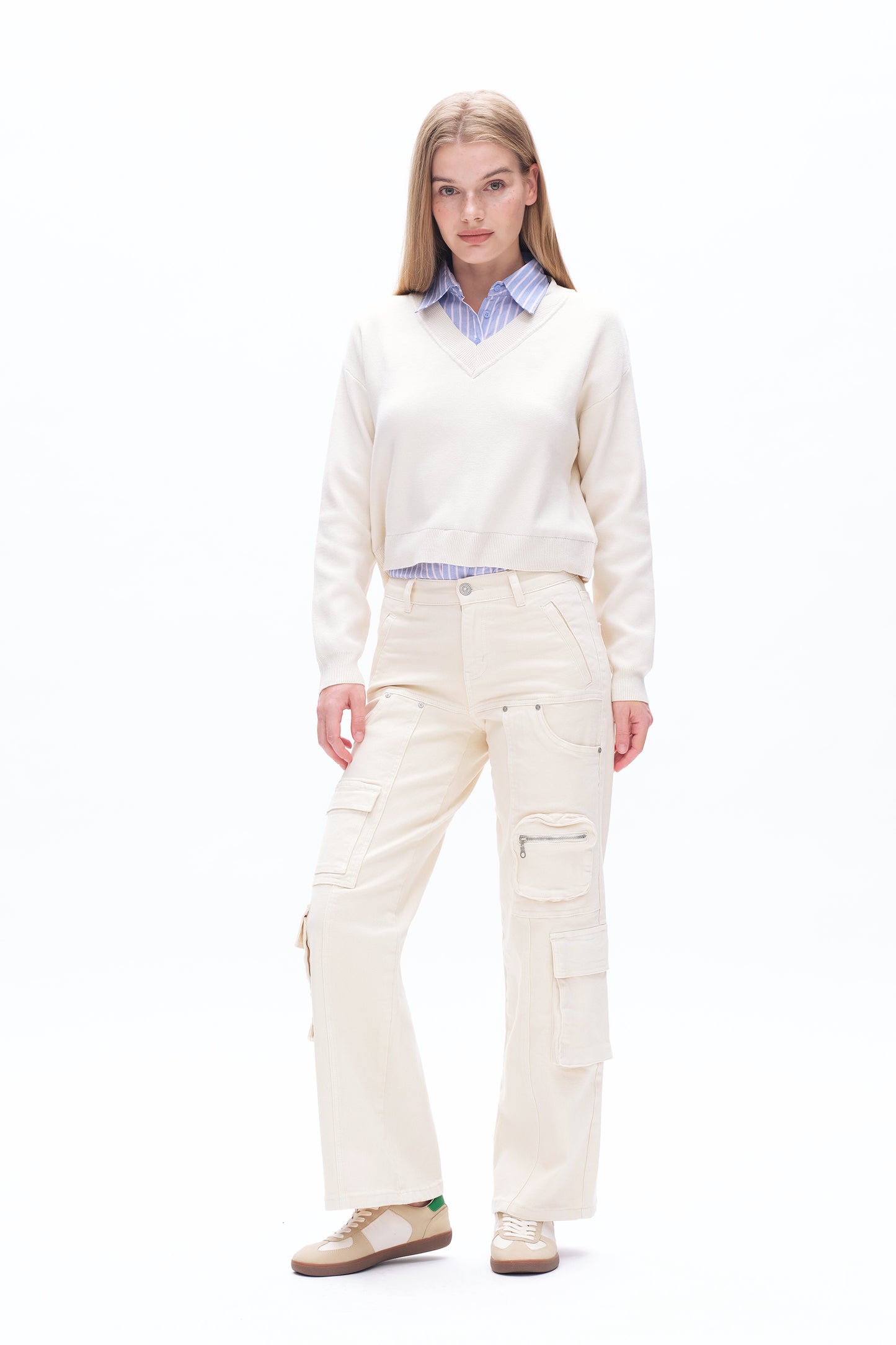 CARRY MID RISE WIDE LEG CARGO PANTS BYW8147 (BYMJ020) OFF WHITE