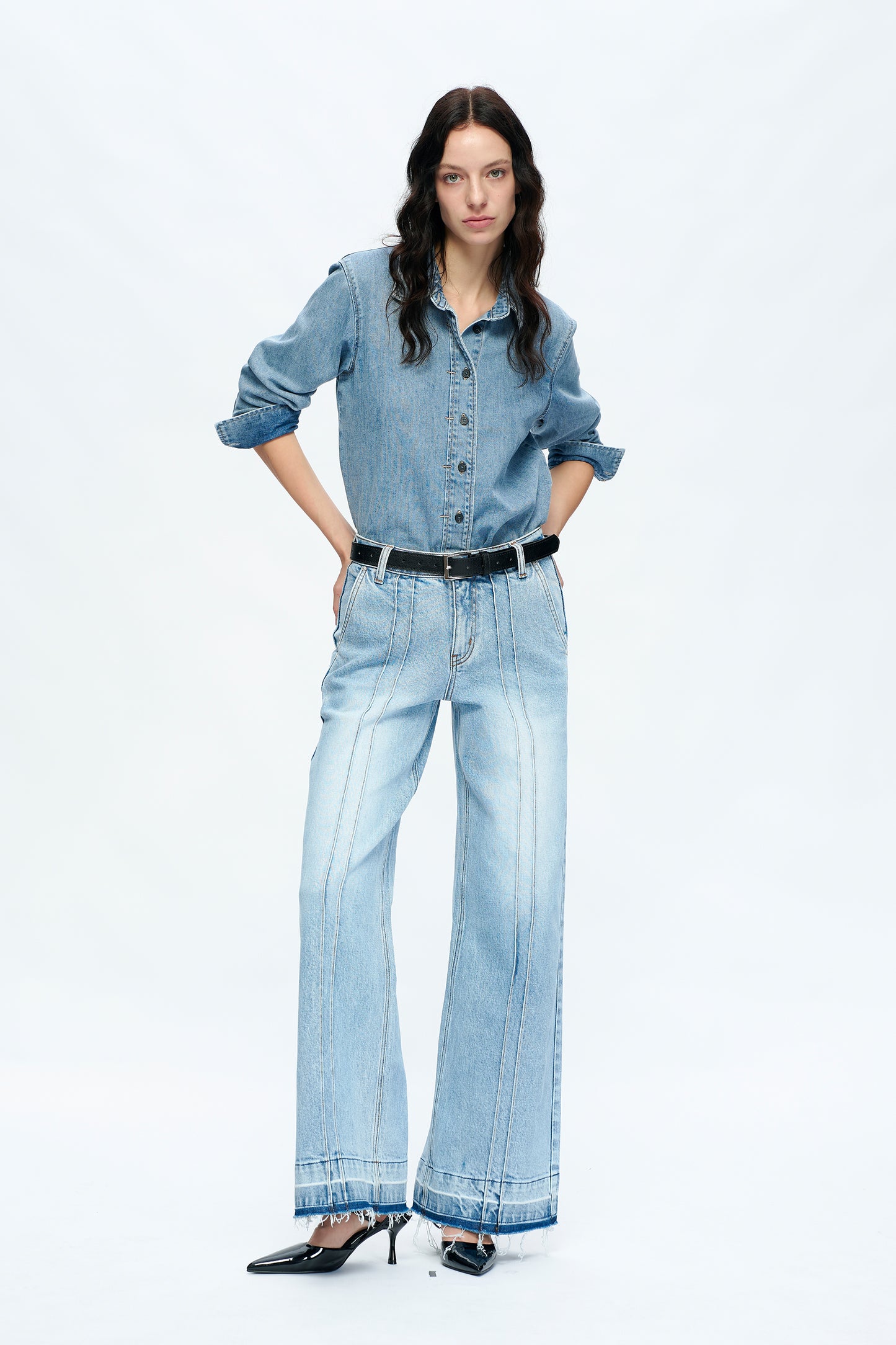 JERMY MID RISE WIDE LEG JEANS BYW8167 (BYMJ118) ICEBERG BLUE