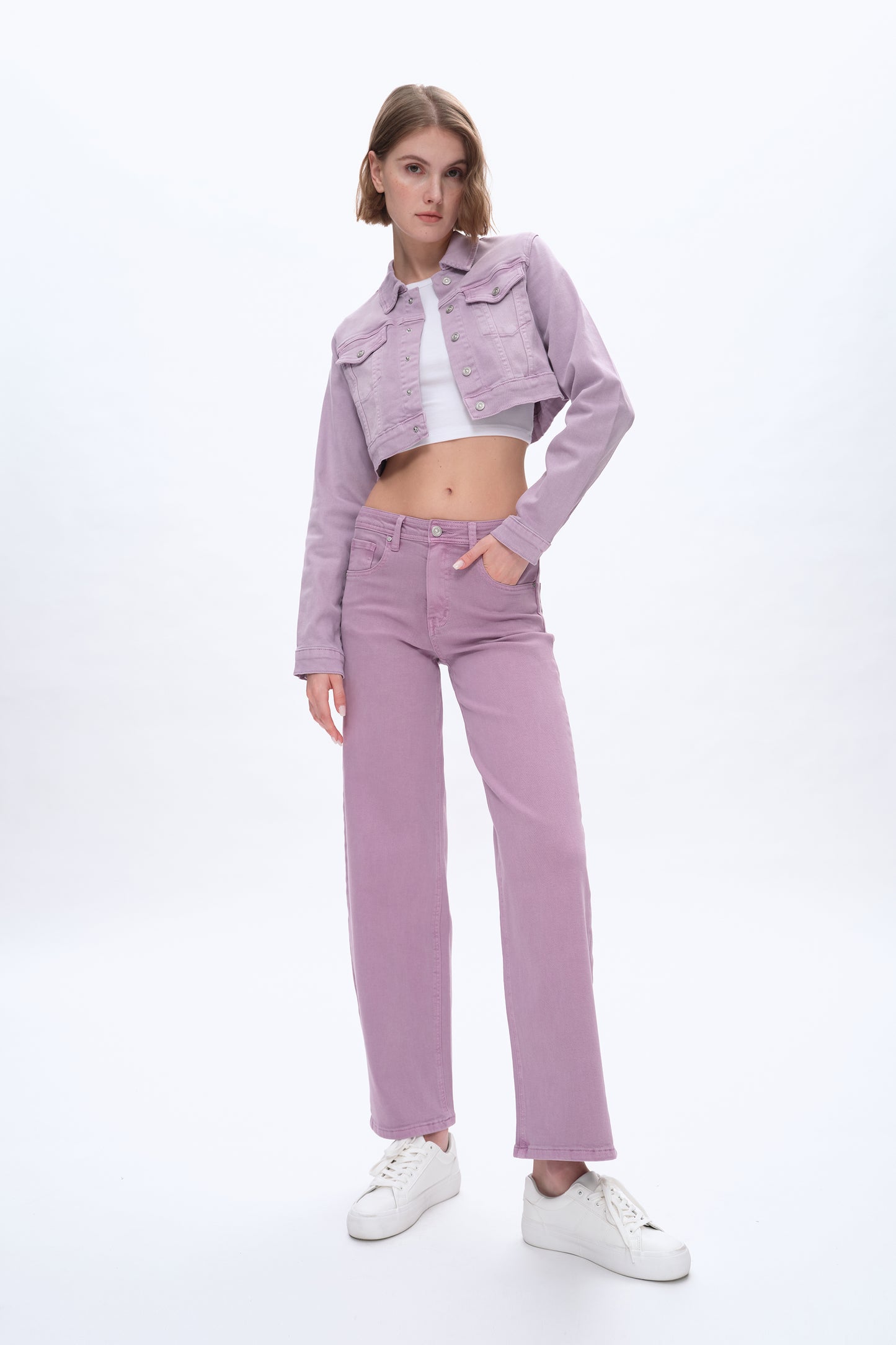 FLORA HIGH RISE STRAIGHT PANTS BYT5211 (BYHE124) PURPLE