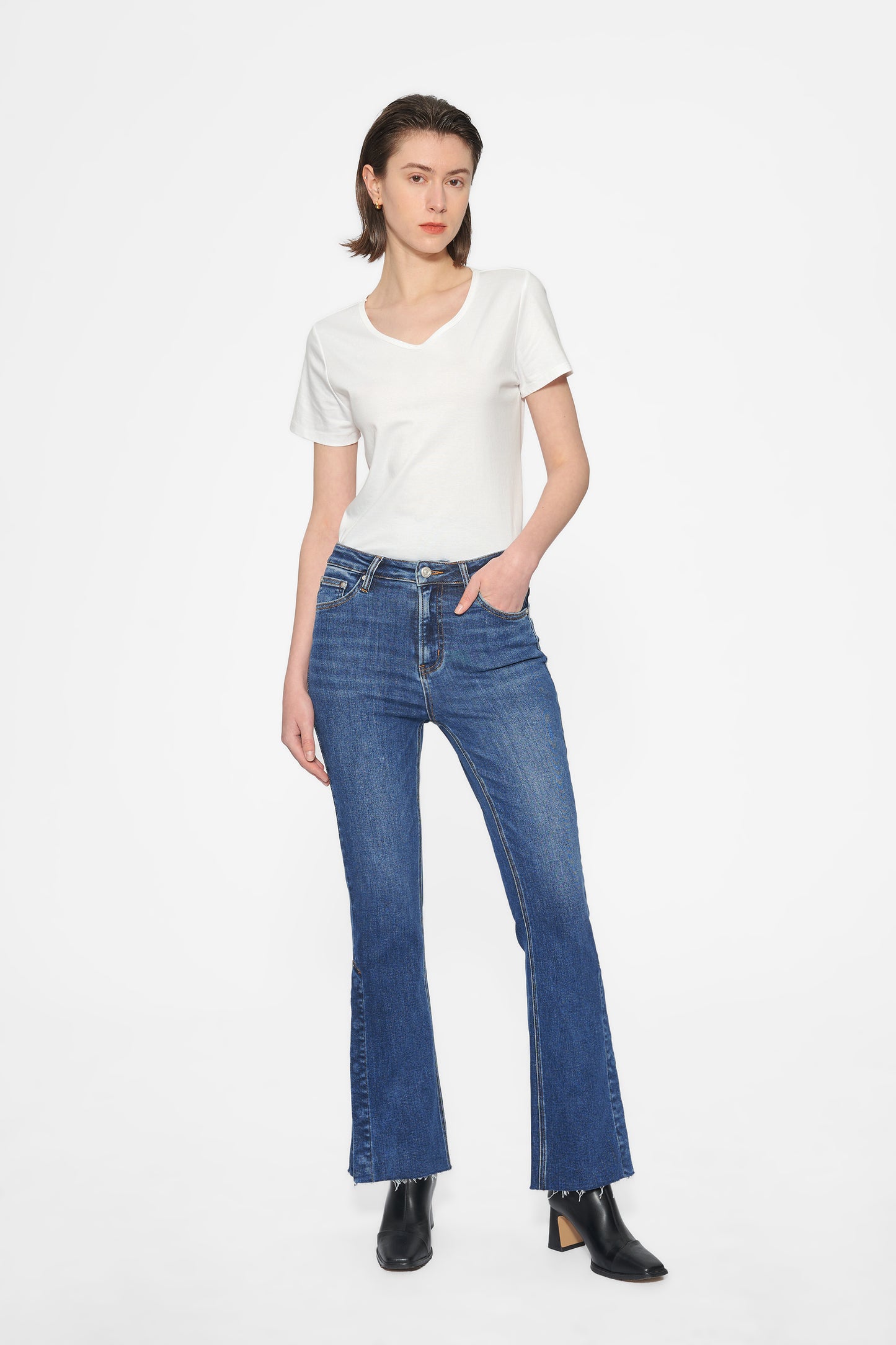 LUNNA HIGH RISE BOOTCUT DENIM JEANS BYF1151 (BYMJ111) DEEP SEA