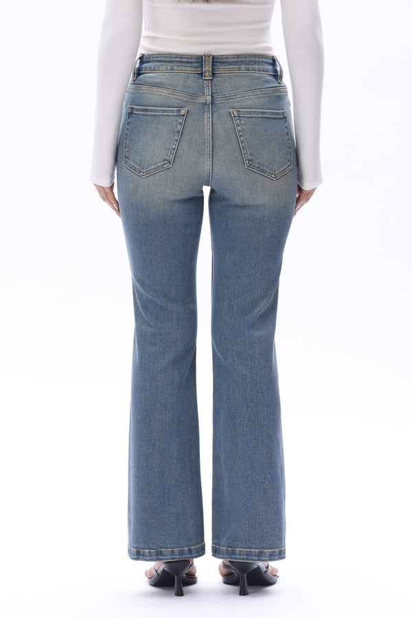 VALENTINE MID RISE FLARE BYF1201 (BYMJ291) VINTAGE MEDIUM BLUE