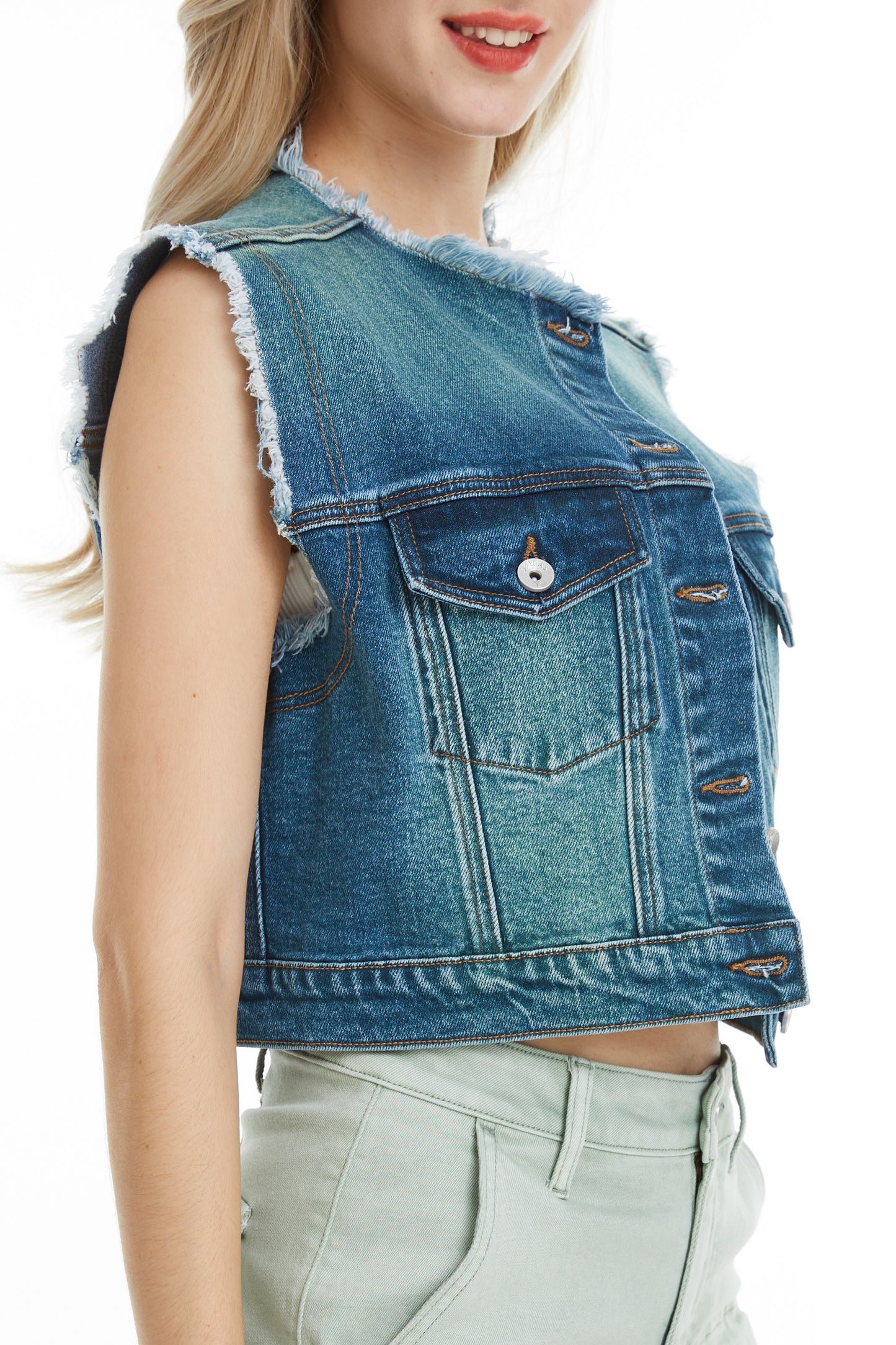 CASSIE DENIM VEST BYV4001 (BYLY013) TURKISH GREEN