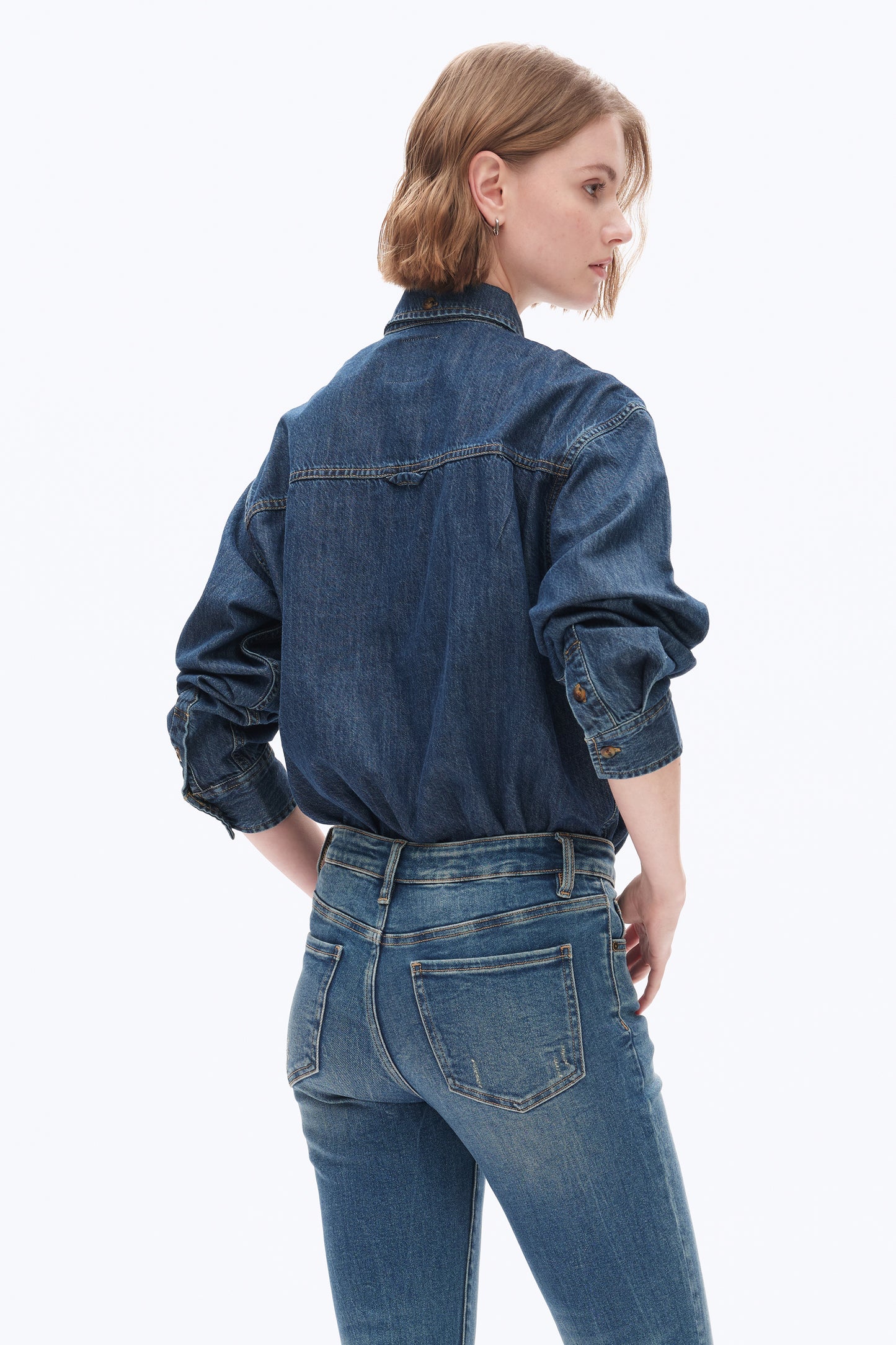 OVERSIZED DENIM SHIRT BYJ9047 DARK BLUE