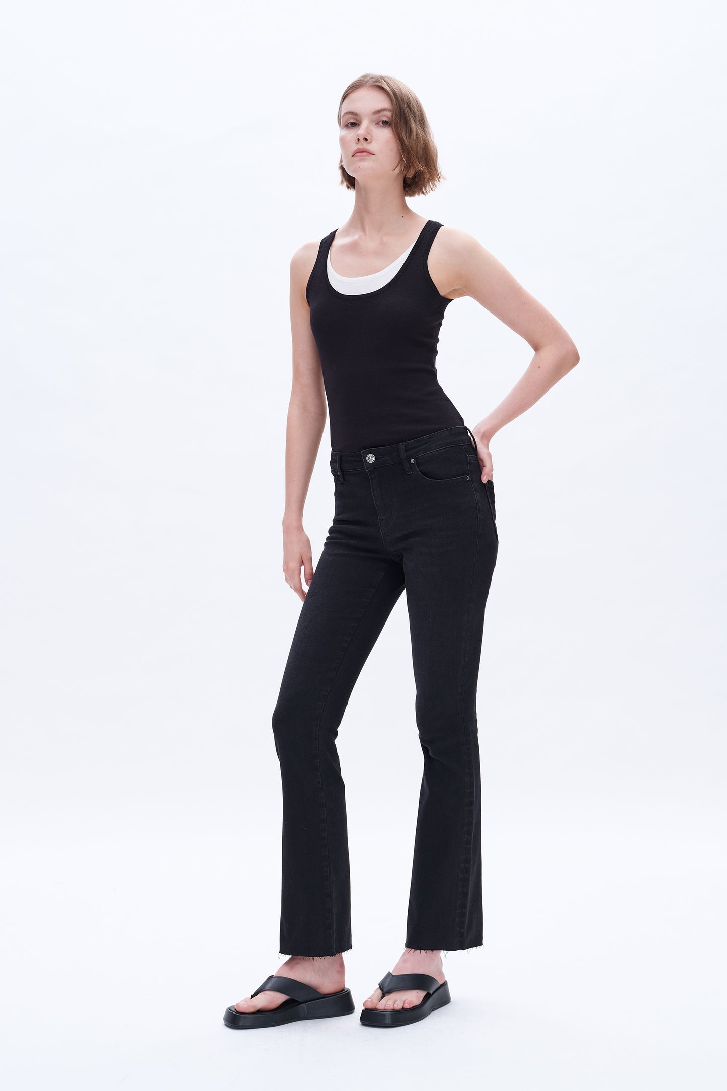 MID RISE BOOTCUT DENIM JEANS BYF1157 (BYMJ170) BLACK