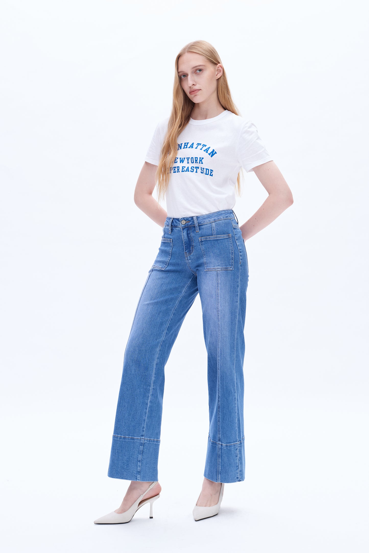 KATIA MID RISE WIDE LEG DENIM JEANS BYW8152 (BYMJ042) STARLIGHT