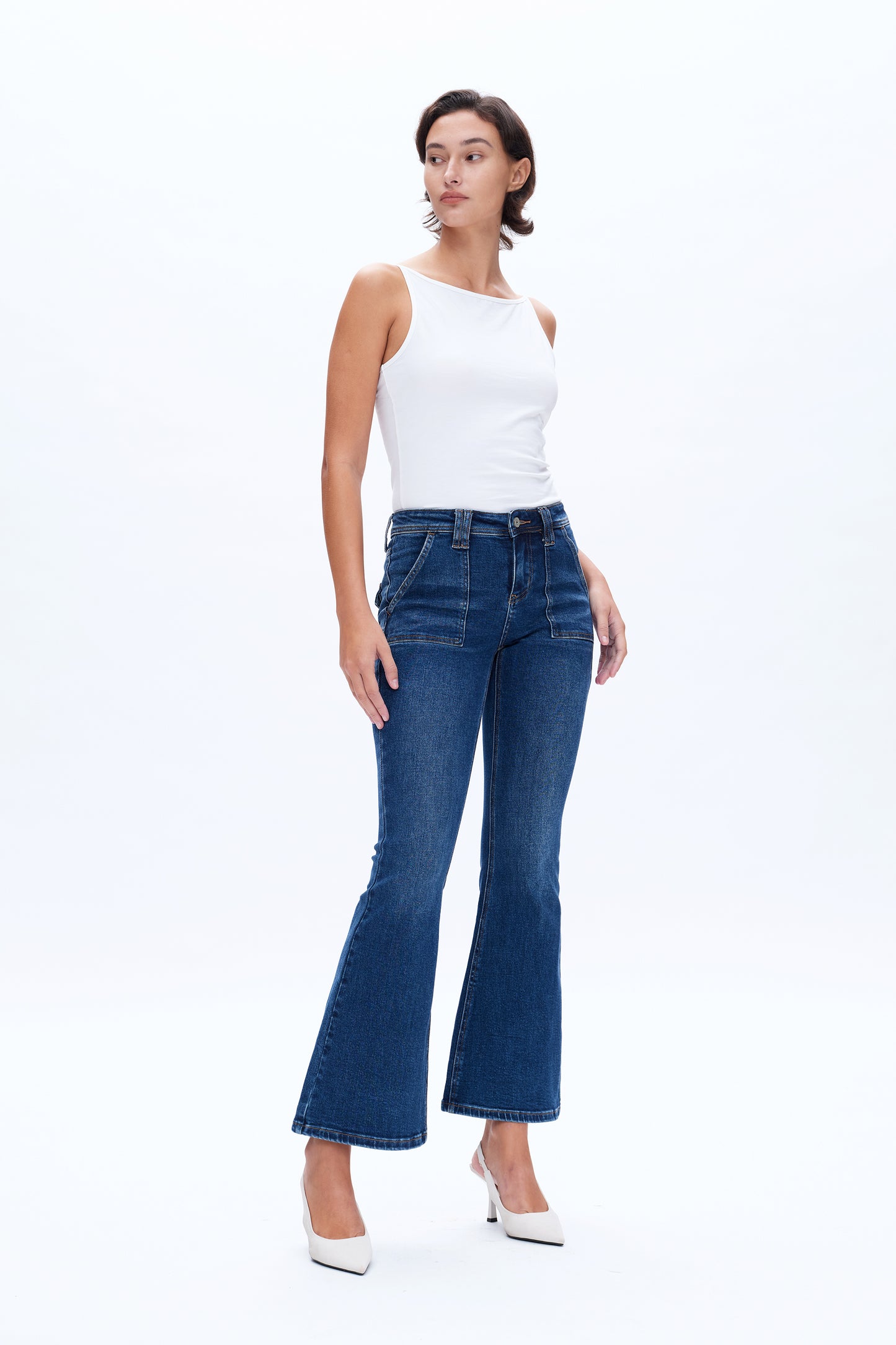 JESS MID RISE FLARE JEANS BYF1135 (BYHE214) DEEP SEA