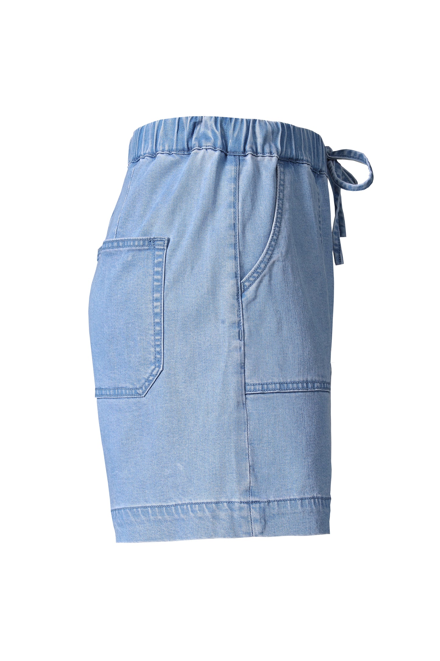 HIGH RISE RELAX DRAWSTRING DENIM SHORTS BYH6111 (BYMJ190) LIGHT BLUE