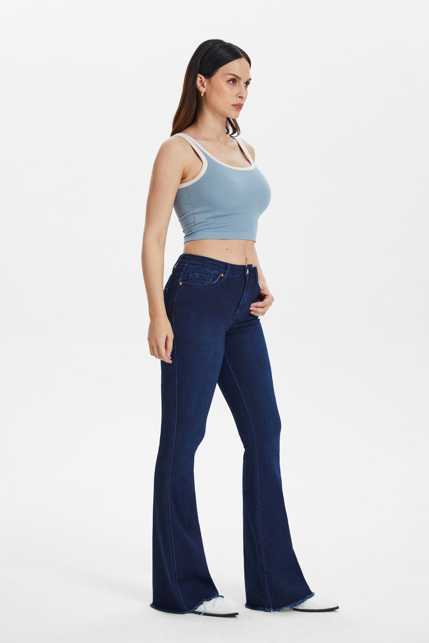 MID RISE FLARE JEANS BYF1105R DEEP WATER