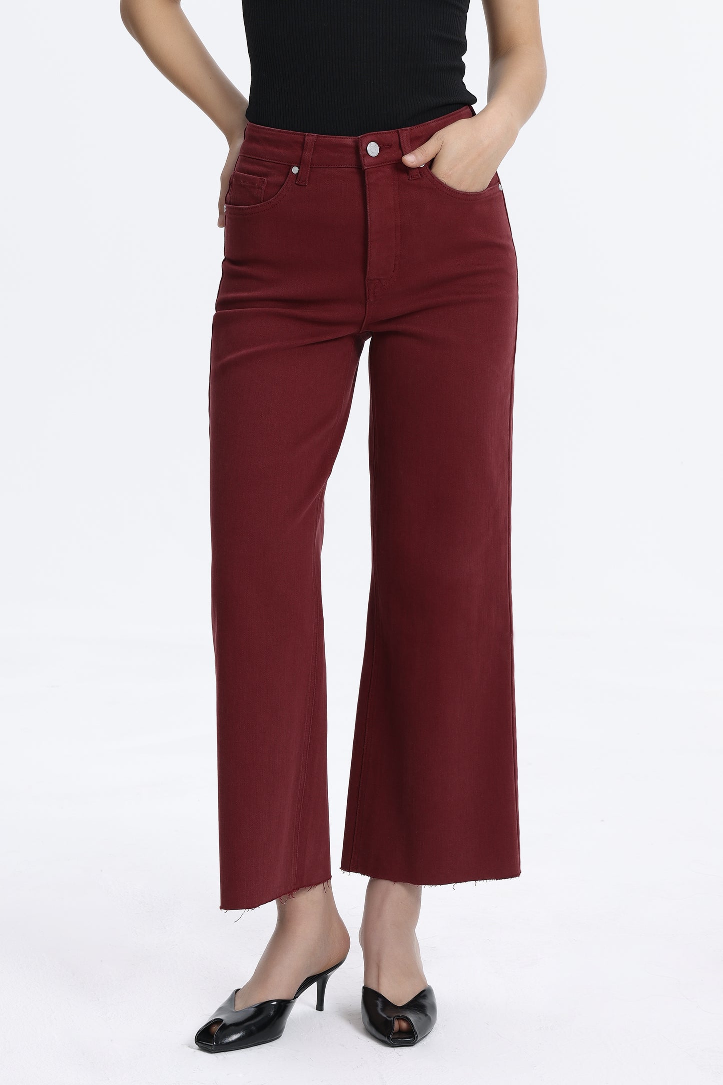 HIGH RISE WIDE LEG BYW8015 CRIMSON