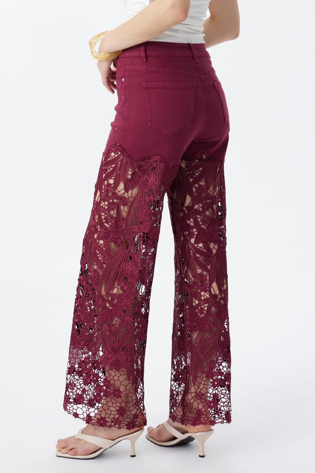 HIGH RISE LACE PANTS WITH RHINESTONE