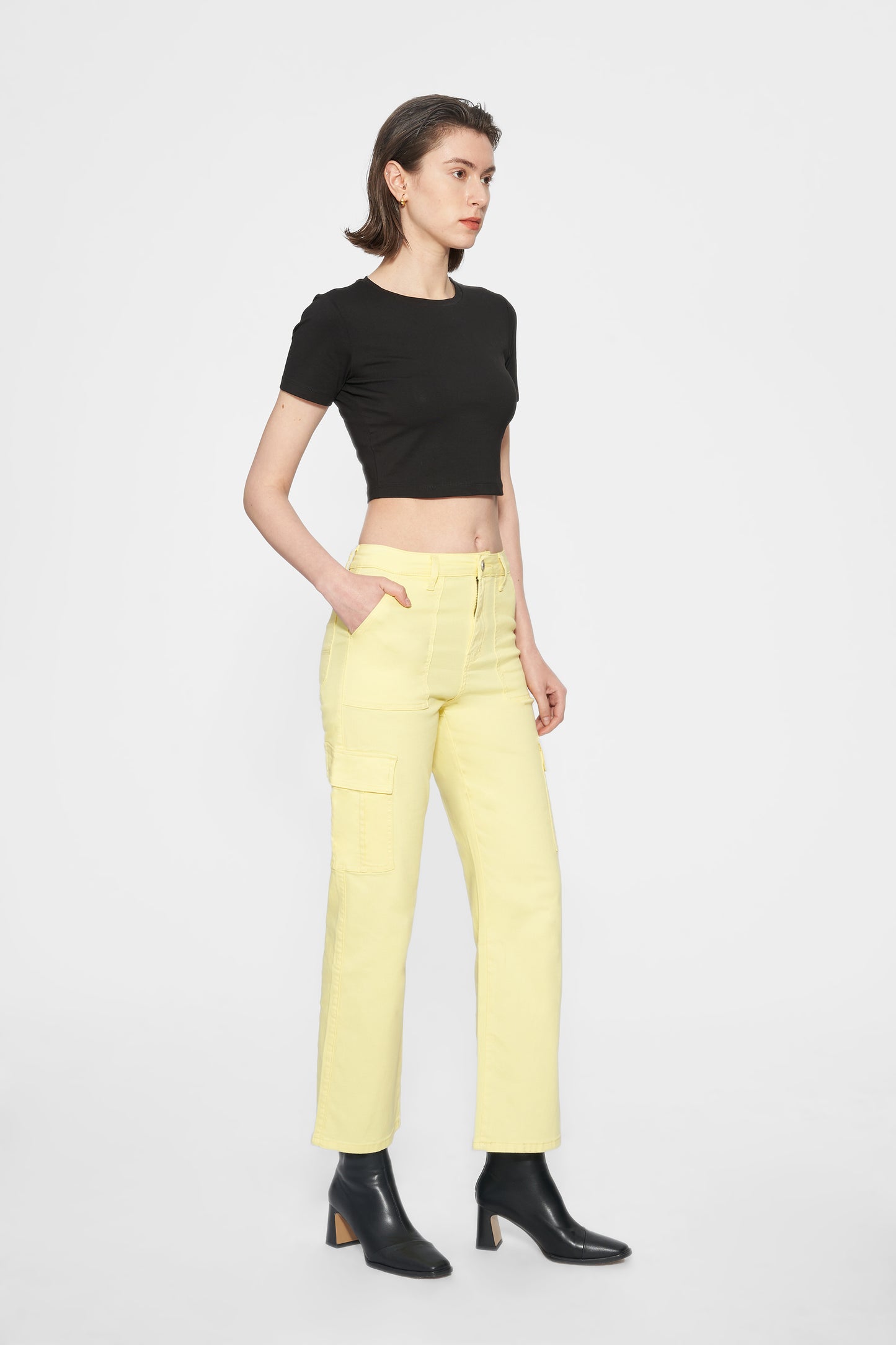 ANGEL SUPER HIGH RISE CARGO STRAIGHT PANTS BYT5197 (BYHE091) LIGHT YELLOW