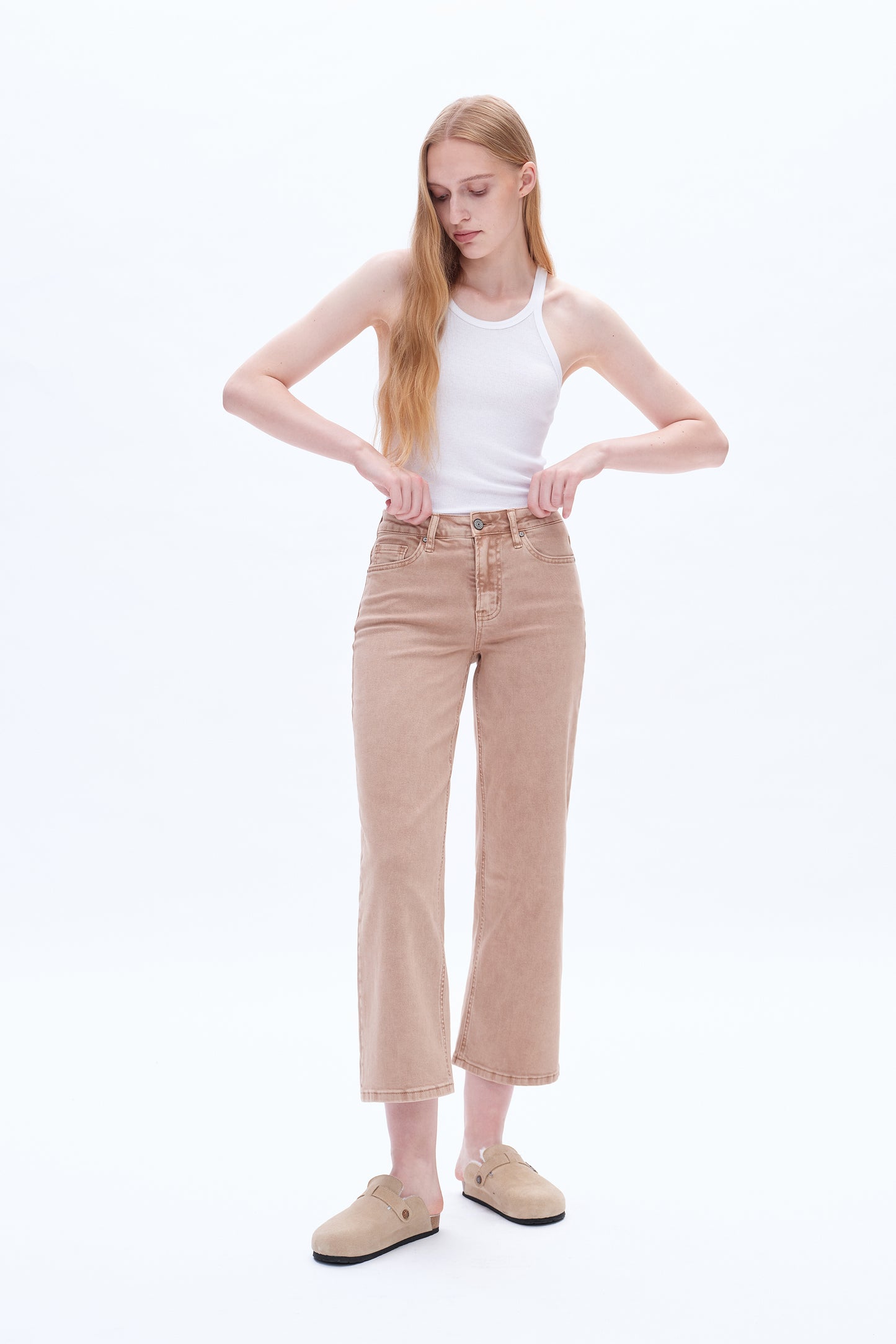 BELLA MID RISE STRAIGHT PANTS BYT5198 (BYHE110) NOCCIOLA