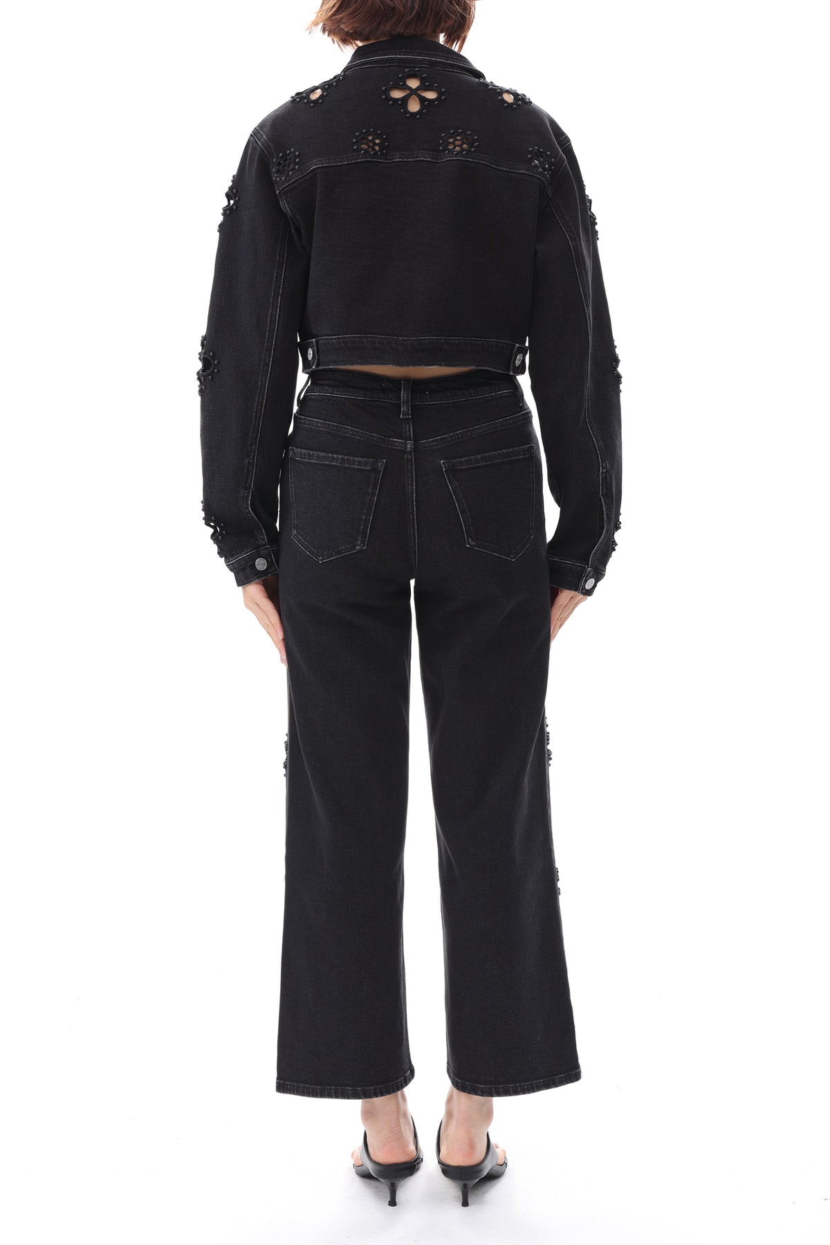 BOSTON CROPPED DENIM JACKET BYJ9078 BLACK