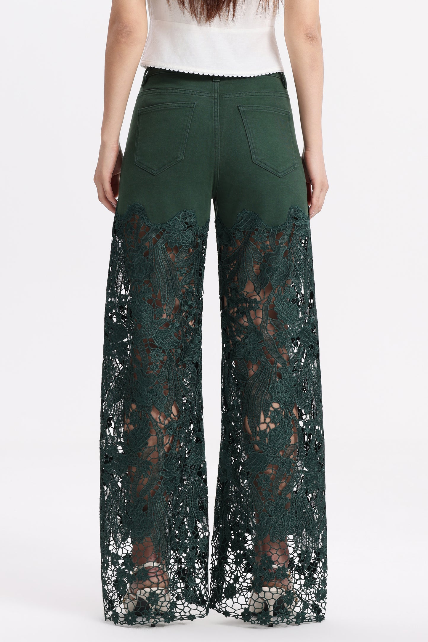 HIGH RISE LACE PANTS WITH RHINESTONE